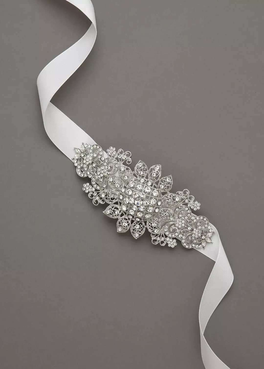 Ribbon Headband with Floral Rhodium Side Motif - Image 2