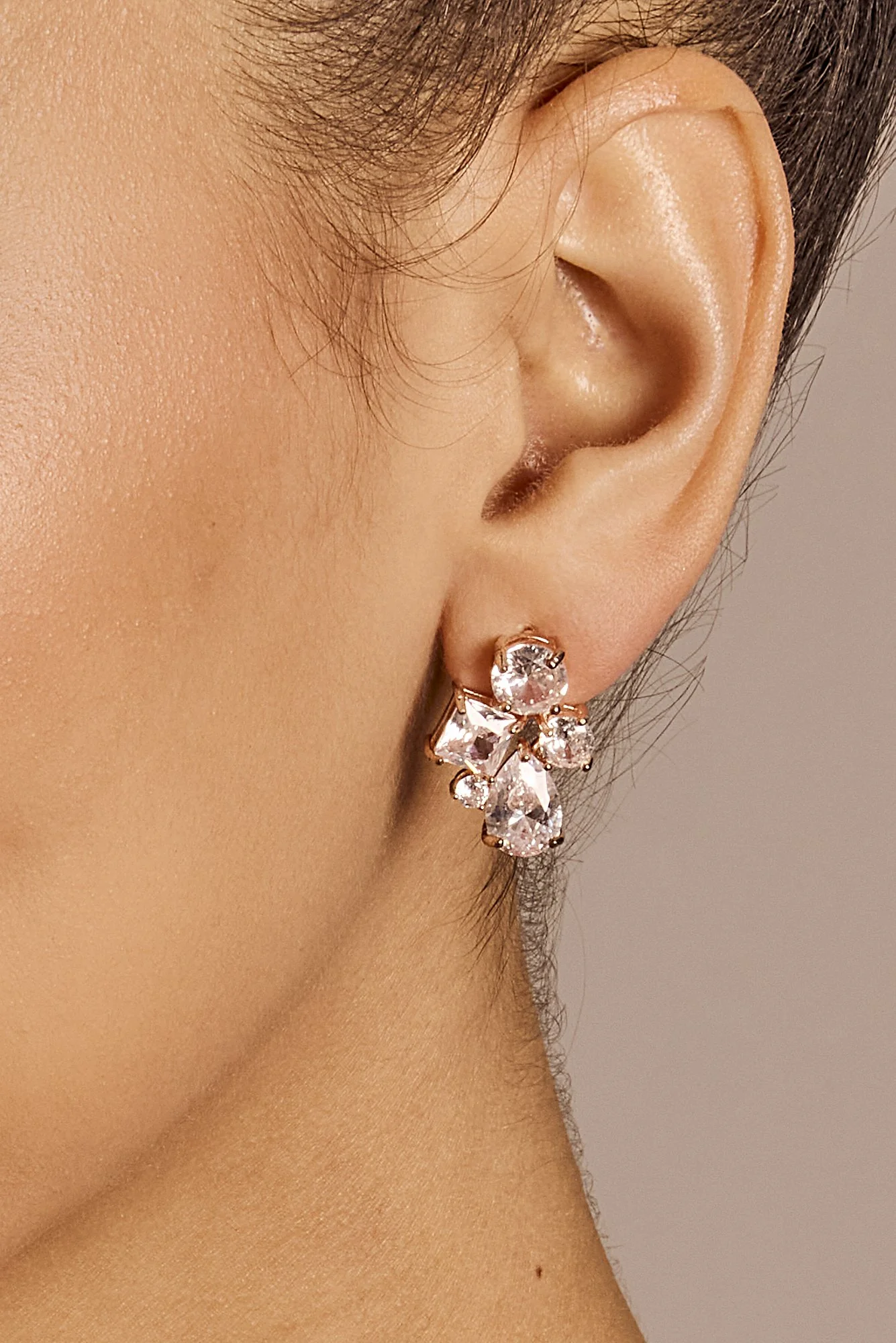 Rose Gold Stone Cluster Earrings