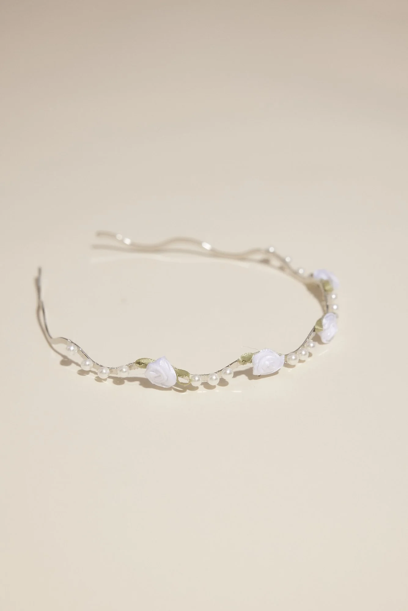 Rosette and Pearl Flower Girl Headband - Image 2