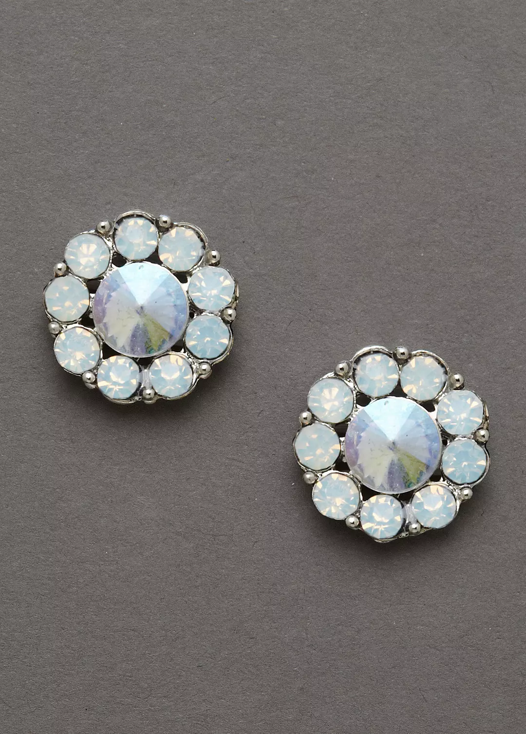 Round Rainbow Crystal Post Earrings - Image 2