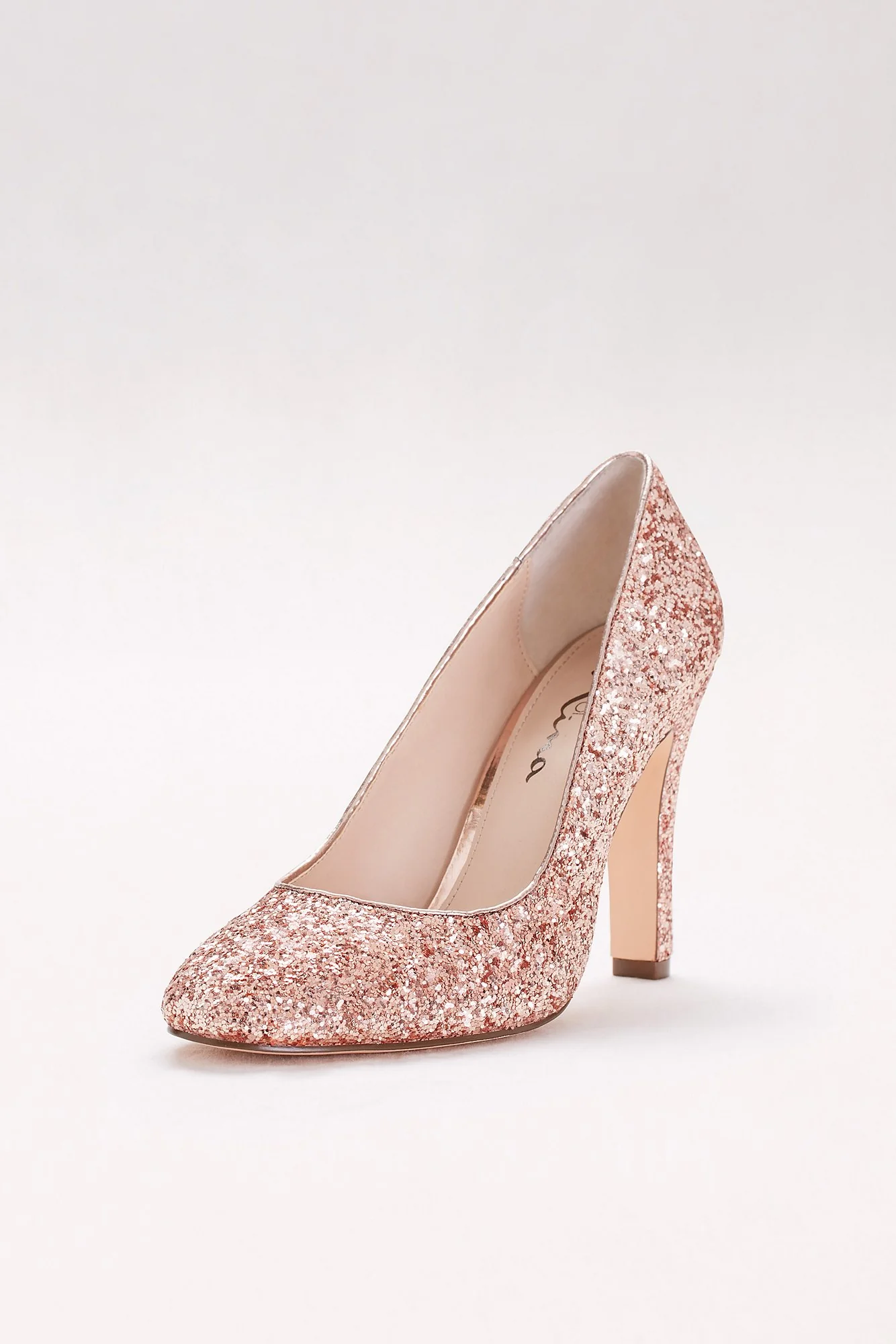Round-Toe Glitter Pumps