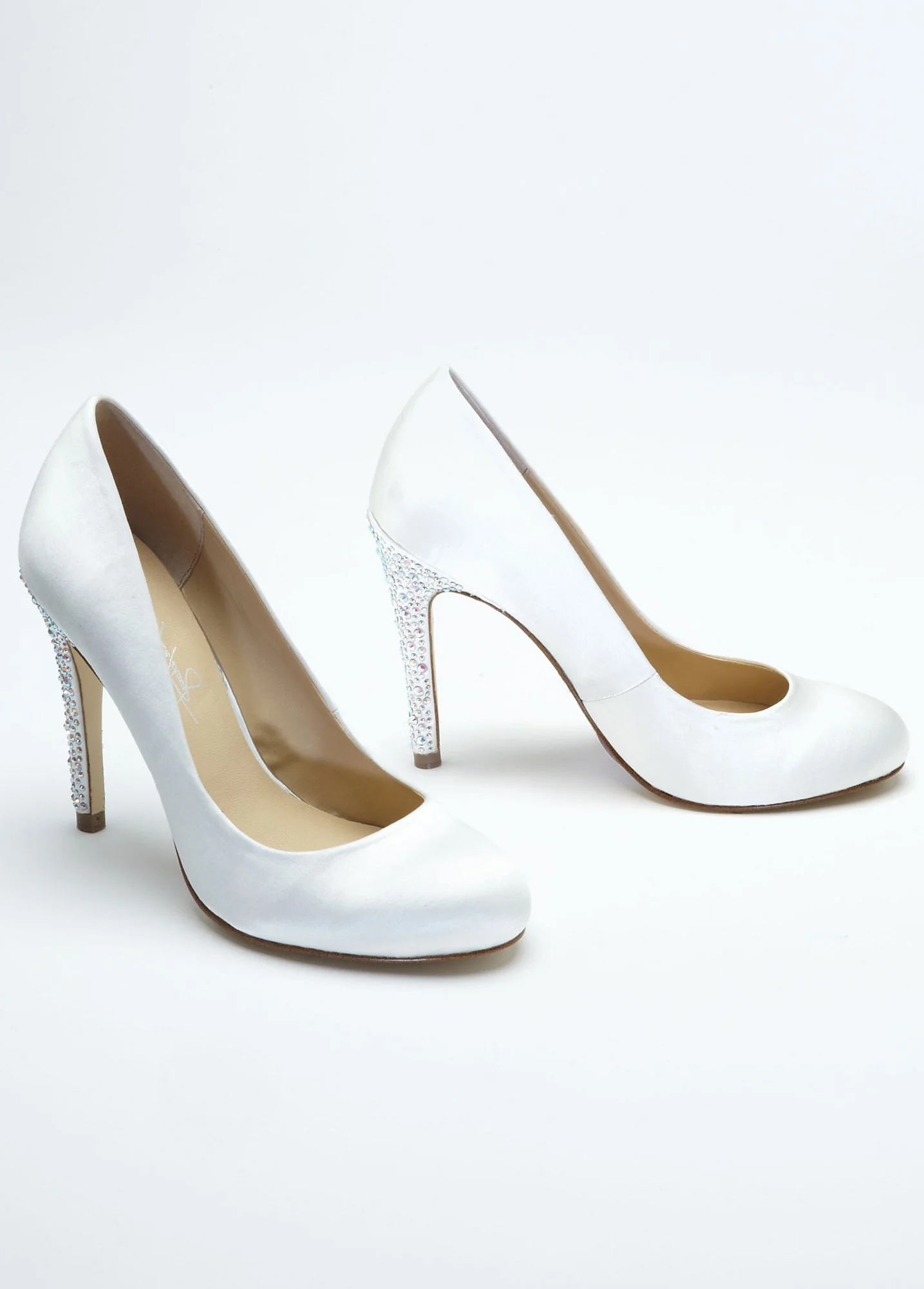 Round Toe Pump with Crystal High Heel