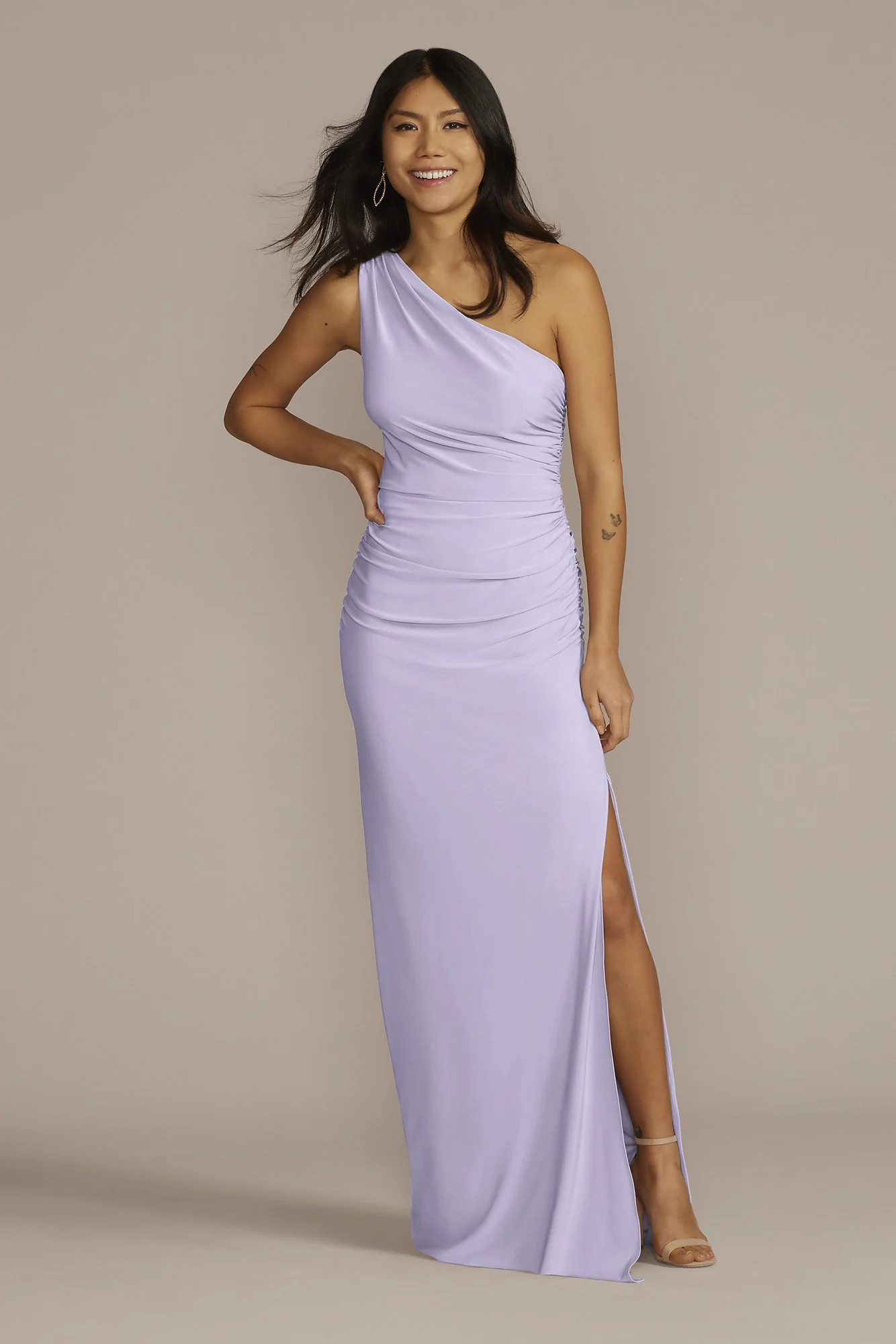 Ruched Jersey One-Shoulder Dress - Image 42
