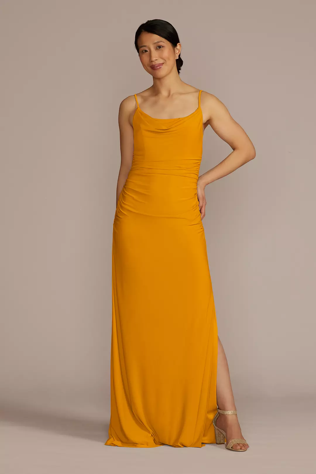 Ruched Jersey Spaghetti Strap Dress - Image 24
