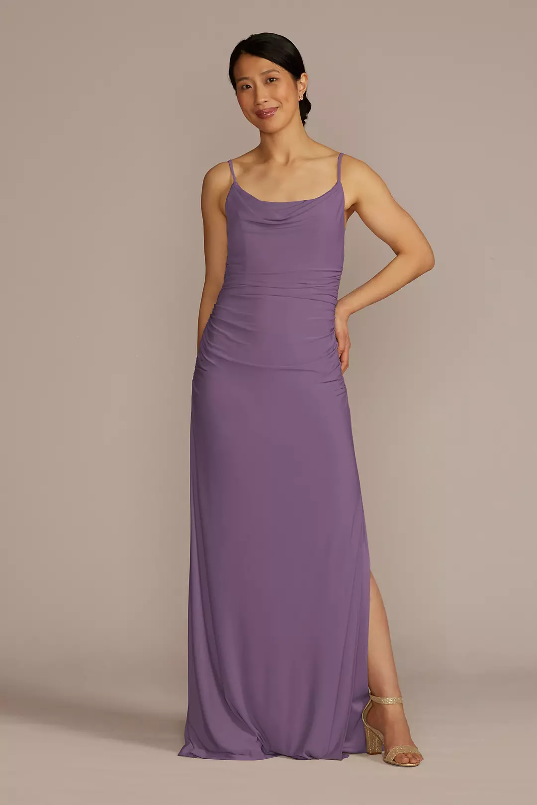 Ruched Jersey Spaghetti Strap Dress - Image 34