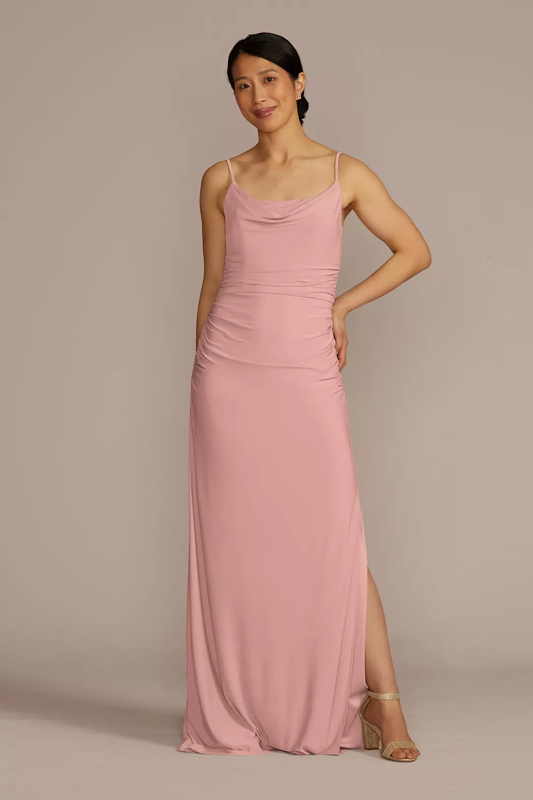Ruched Jersey Spaghetti Strap Dress - Image 37