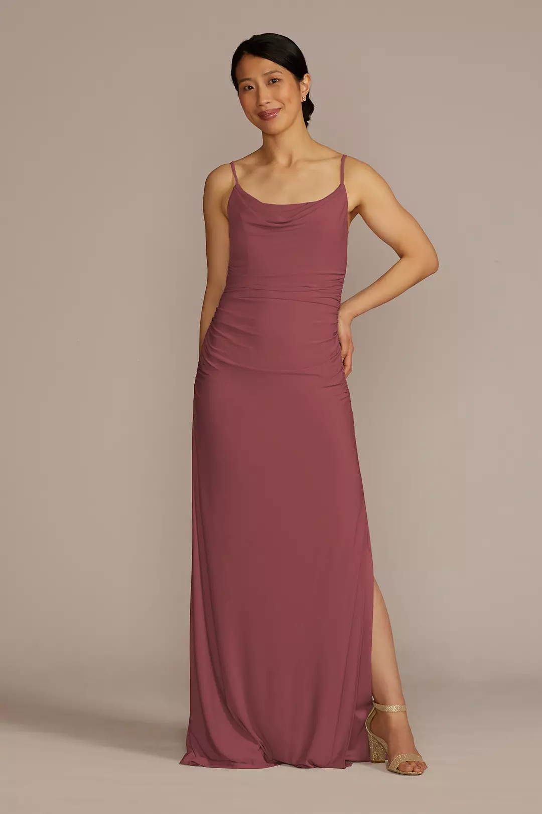 Ruched Jersey Spaghetti Strap Dress - Image 39