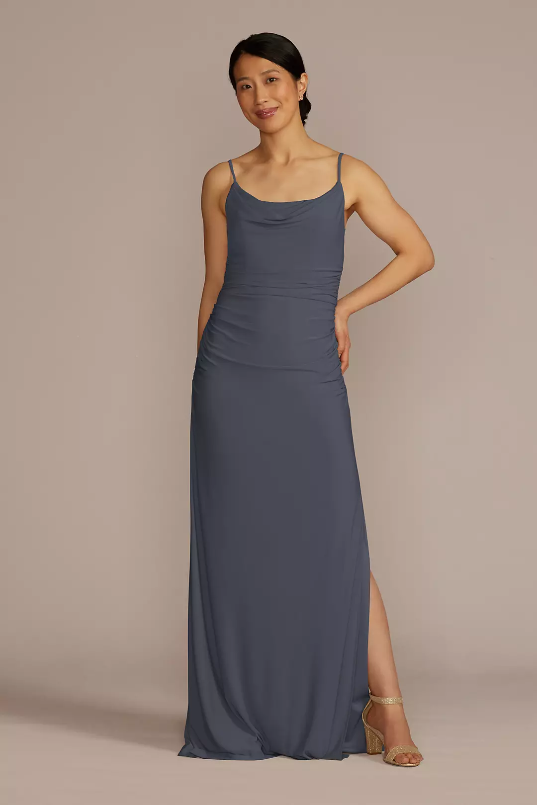 Ruched Jersey Spaghetti Strap Dress - Image 43