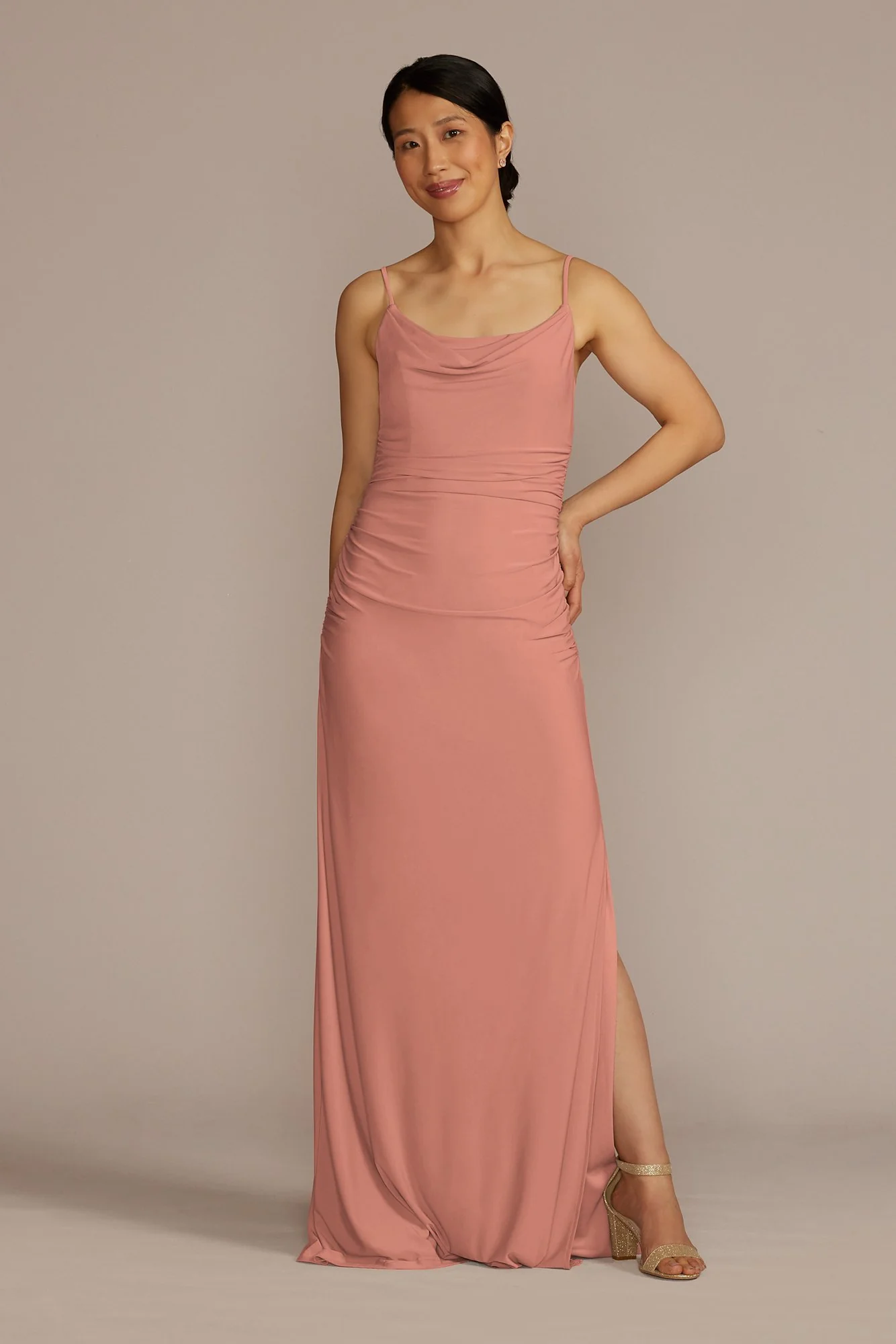 Ruched Jersey Spaghetti Strap Dress - Image 7