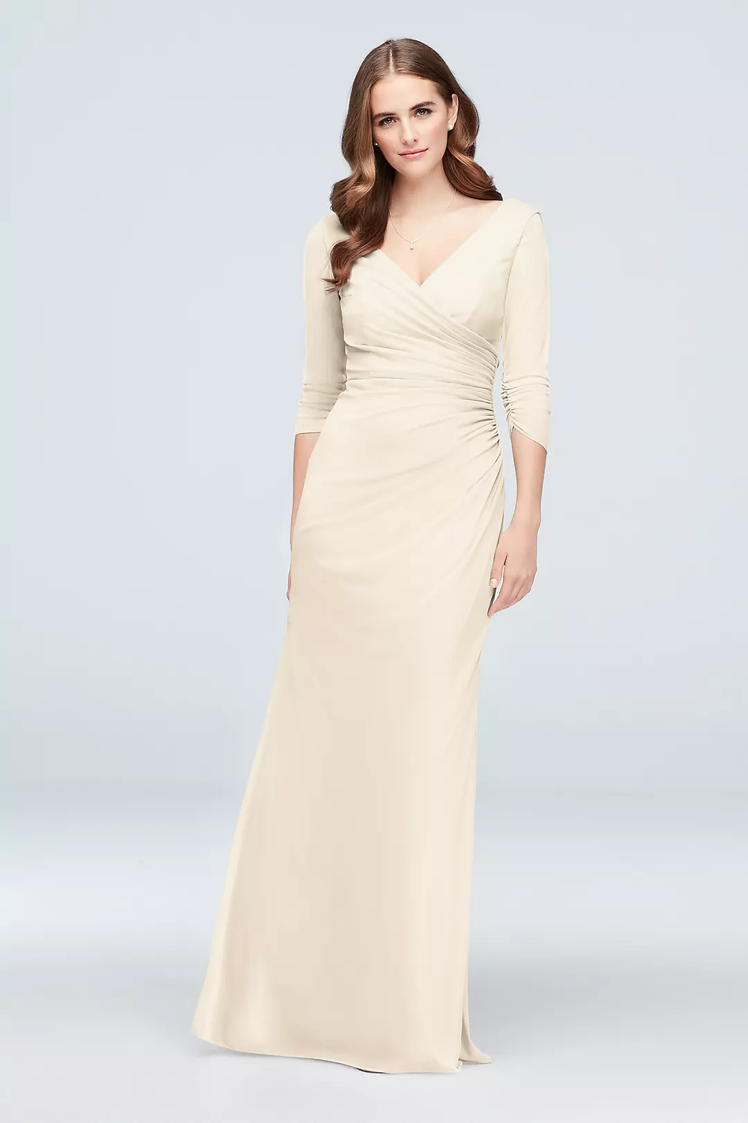 Ruched Mesh 3/4-Sleeve Bridesmaid Dress - Image 101