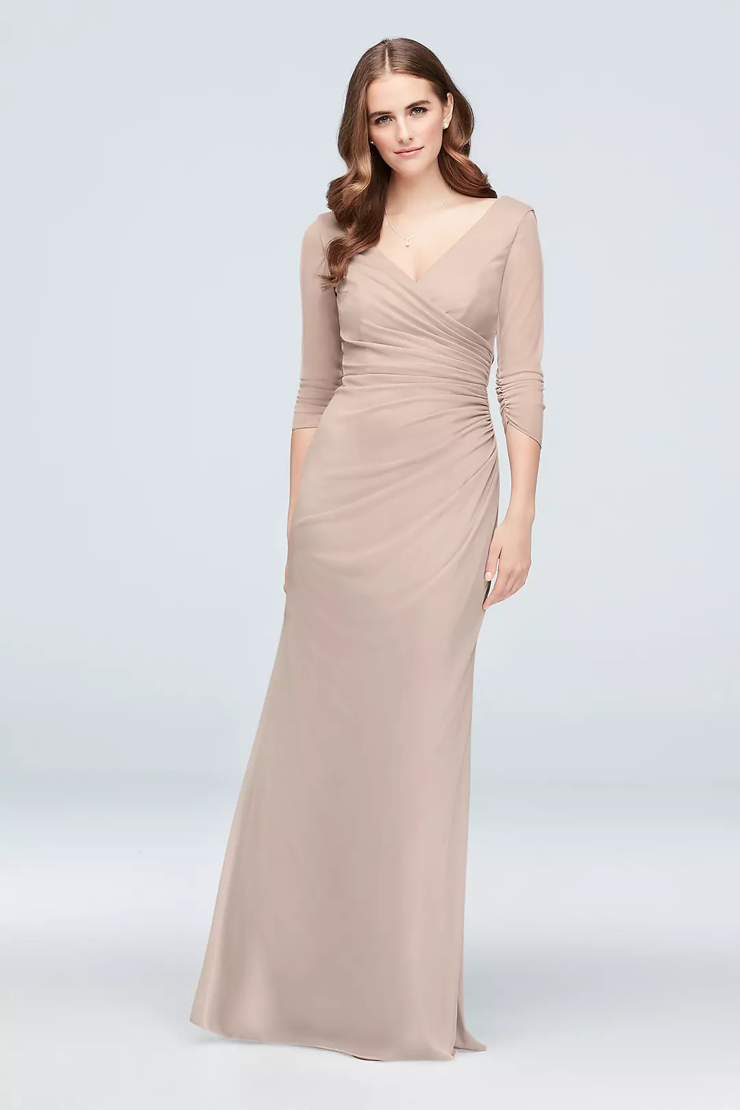 Ruched Mesh 3/4-Sleeve Bridesmaid Dress - Image 102