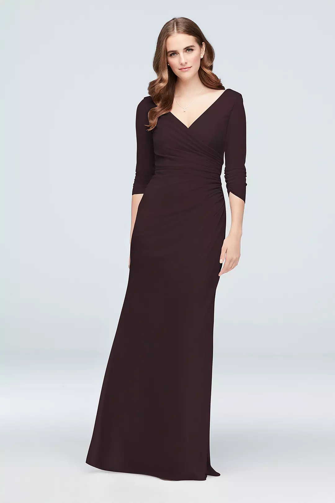 Ruched Mesh 3/4-Sleeve Bridesmaid Dress - Image 105