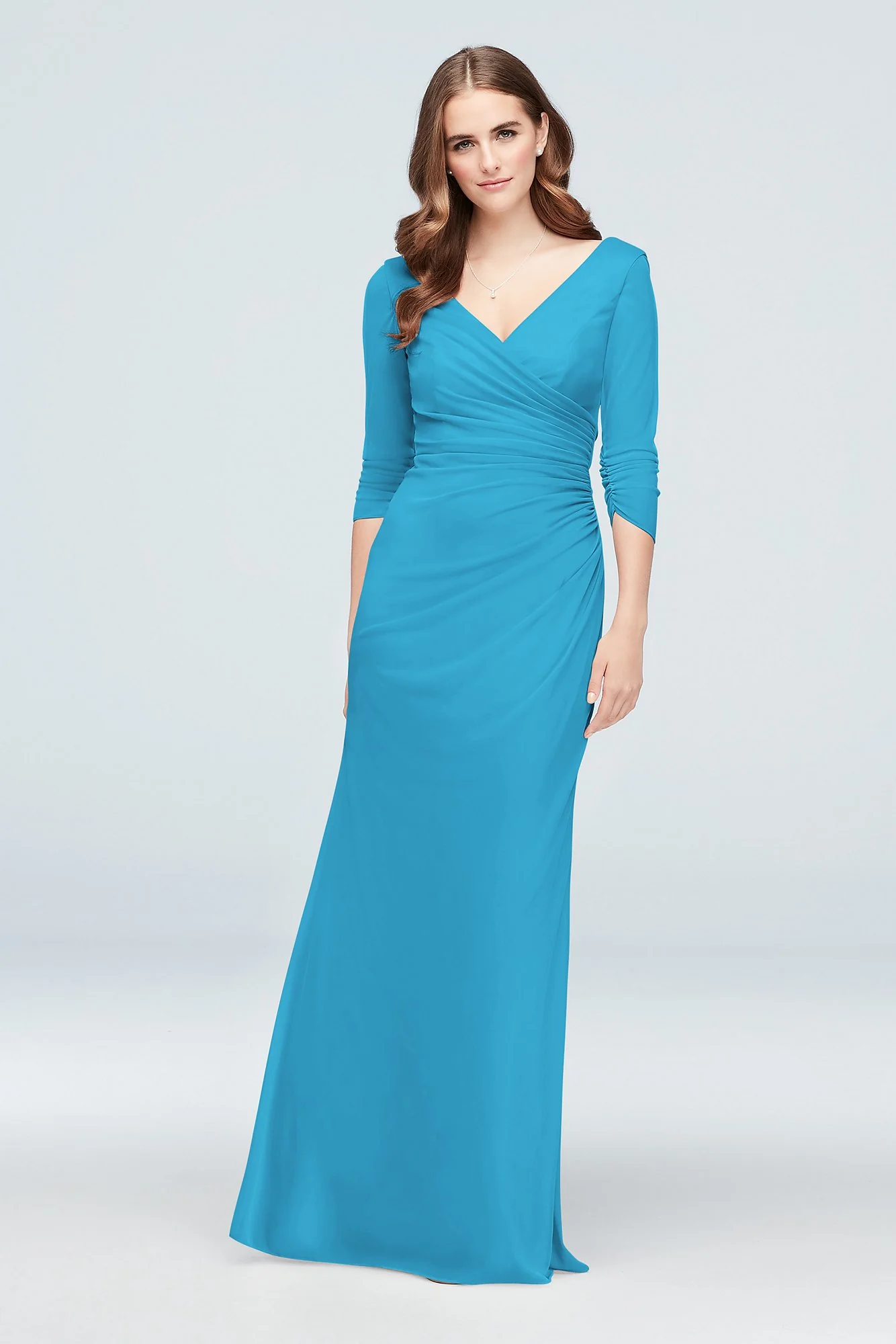 Ruched Mesh 3/4-Sleeve Bridesmaid Dress - Image 109