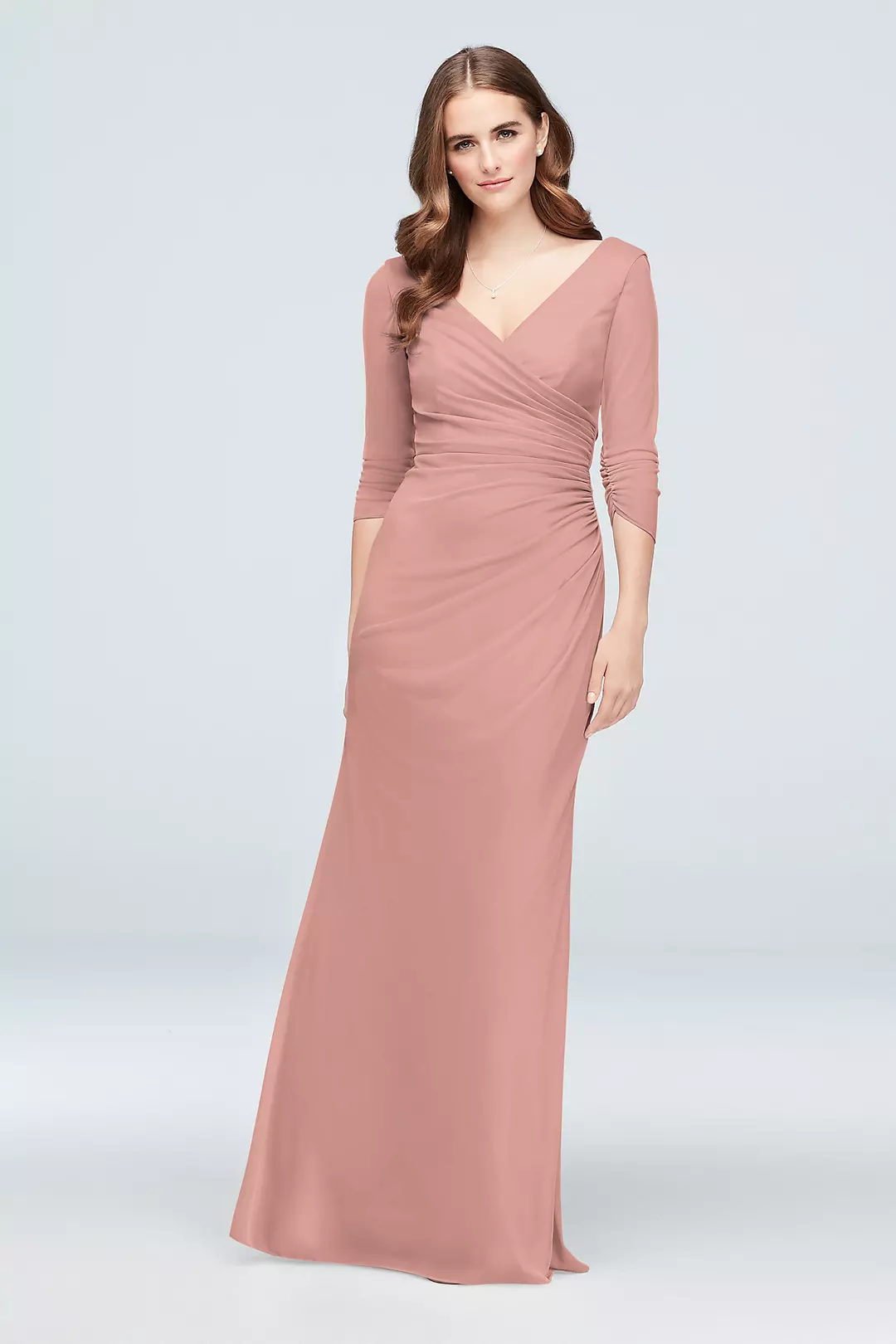 Ruched Mesh 3/4-Sleeve Bridesmaid Dress - Image 111