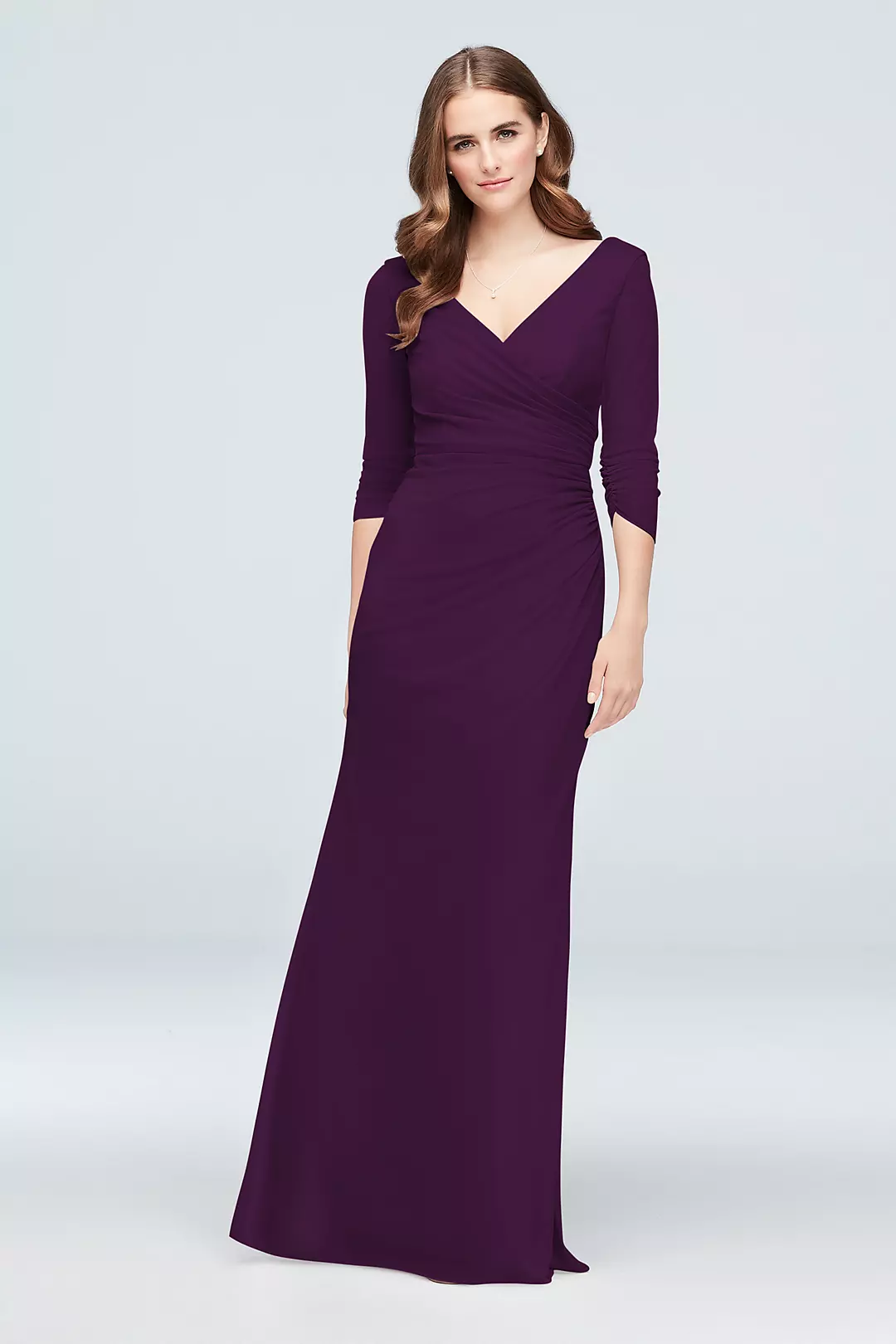 Ruched Mesh 3/4-Sleeve Bridesmaid Dress - Image 113