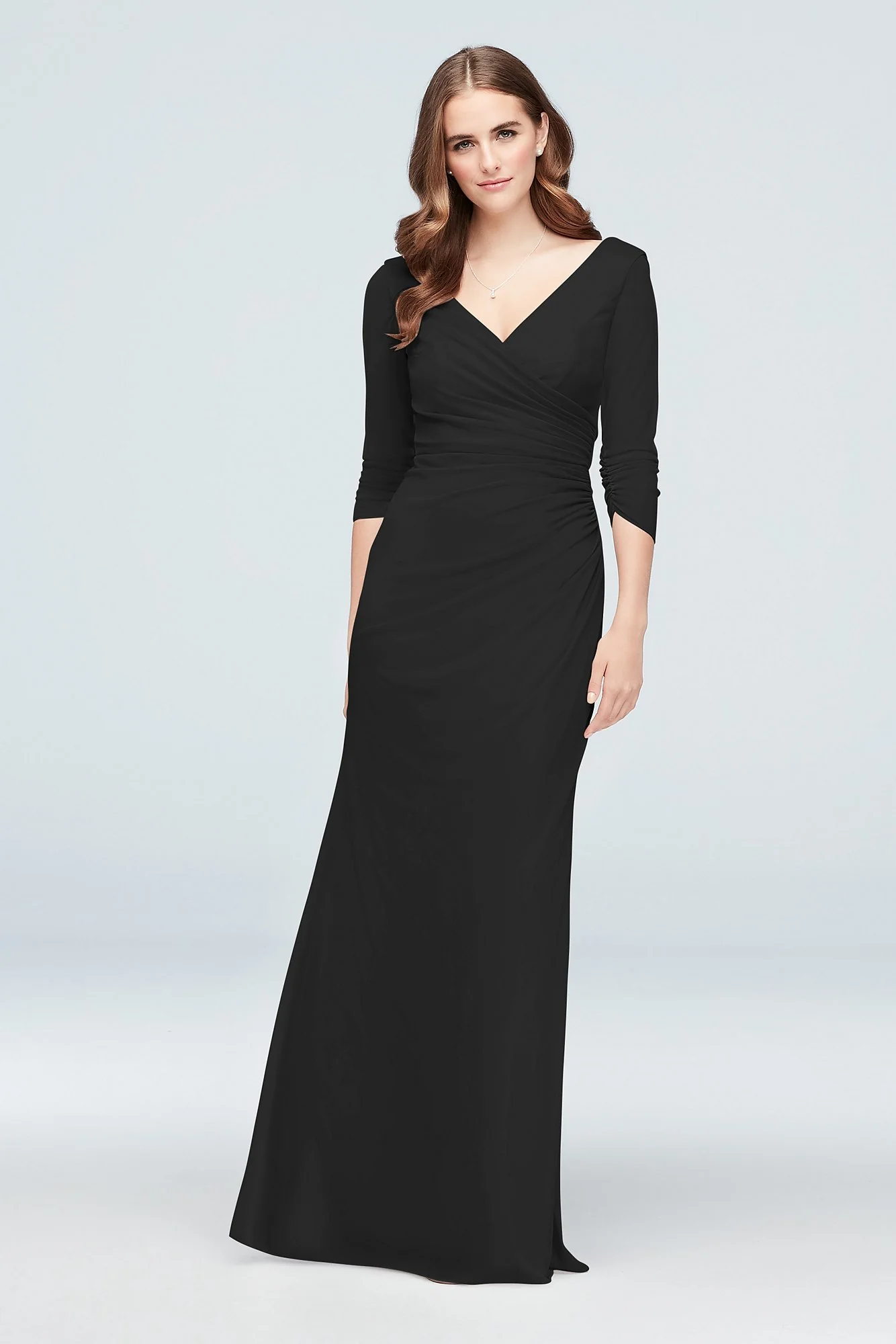 Ruched Mesh 3/4-Sleeve Bridesmaid Dress - Image 22