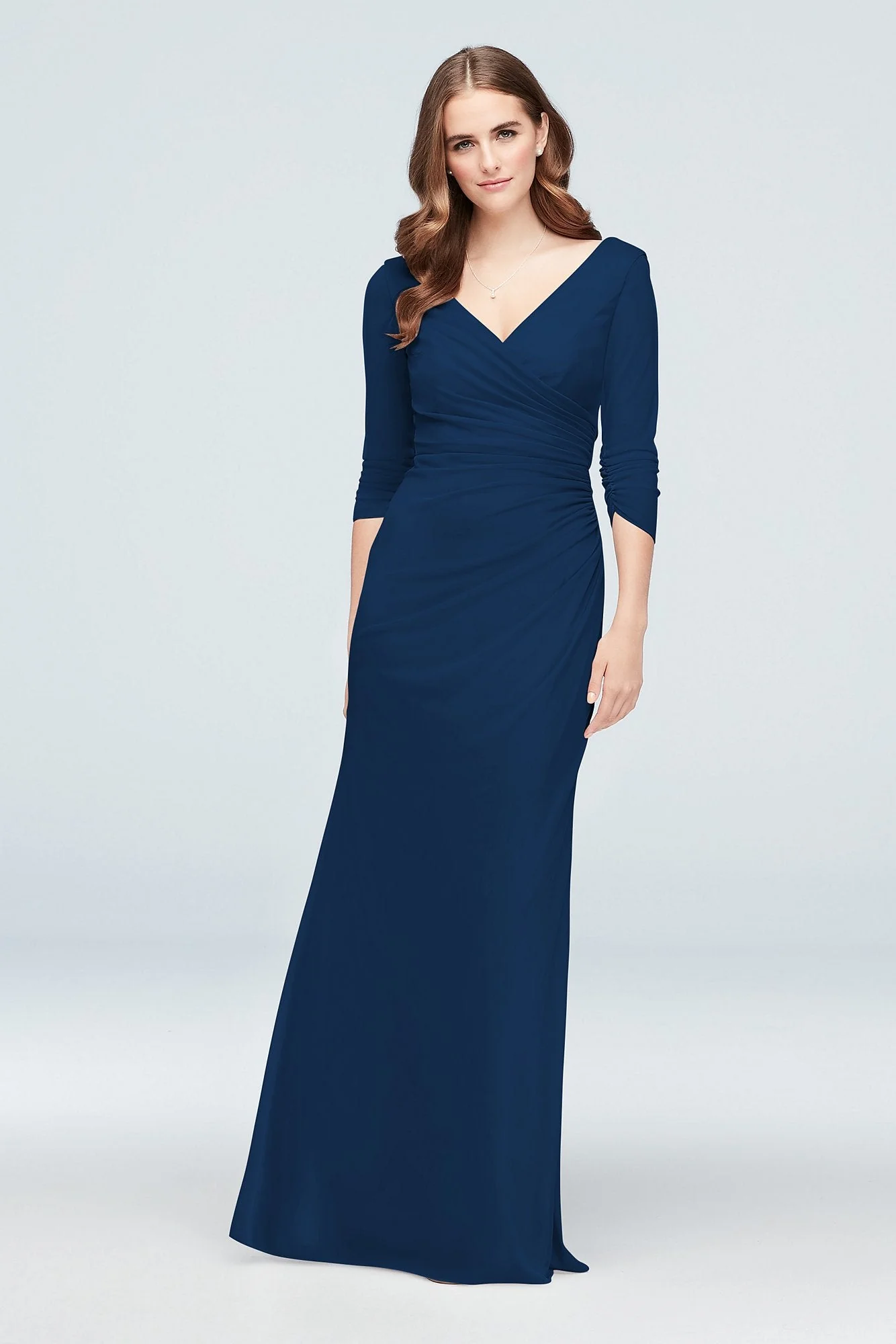 Ruched Mesh 3/4-Sleeve Bridesmaid Dress - Image 26