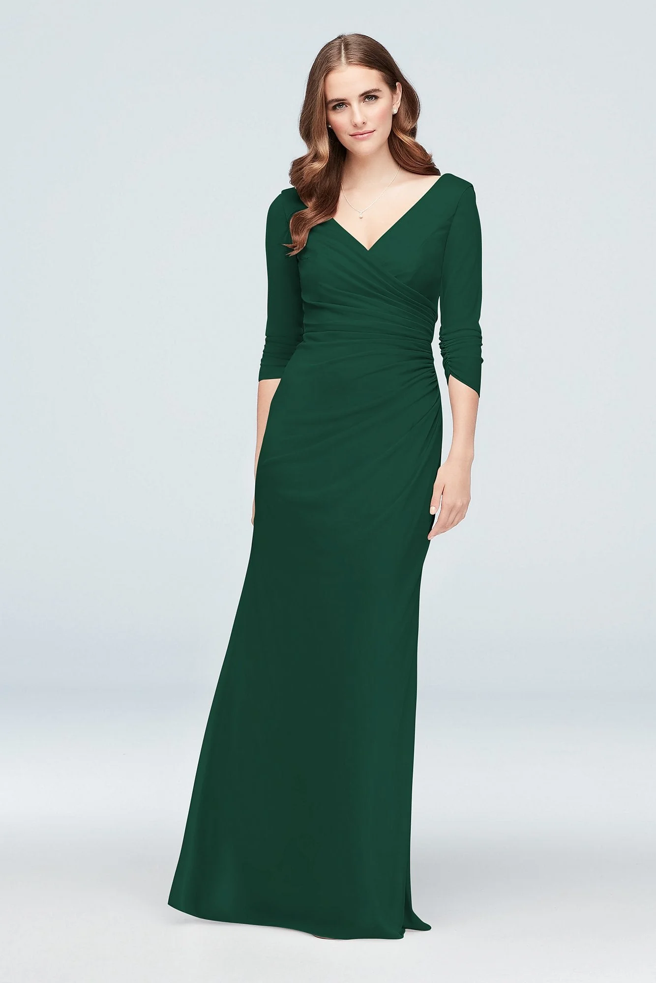 Ruched Mesh 3/4-Sleeve Bridesmaid Dress - Image 47