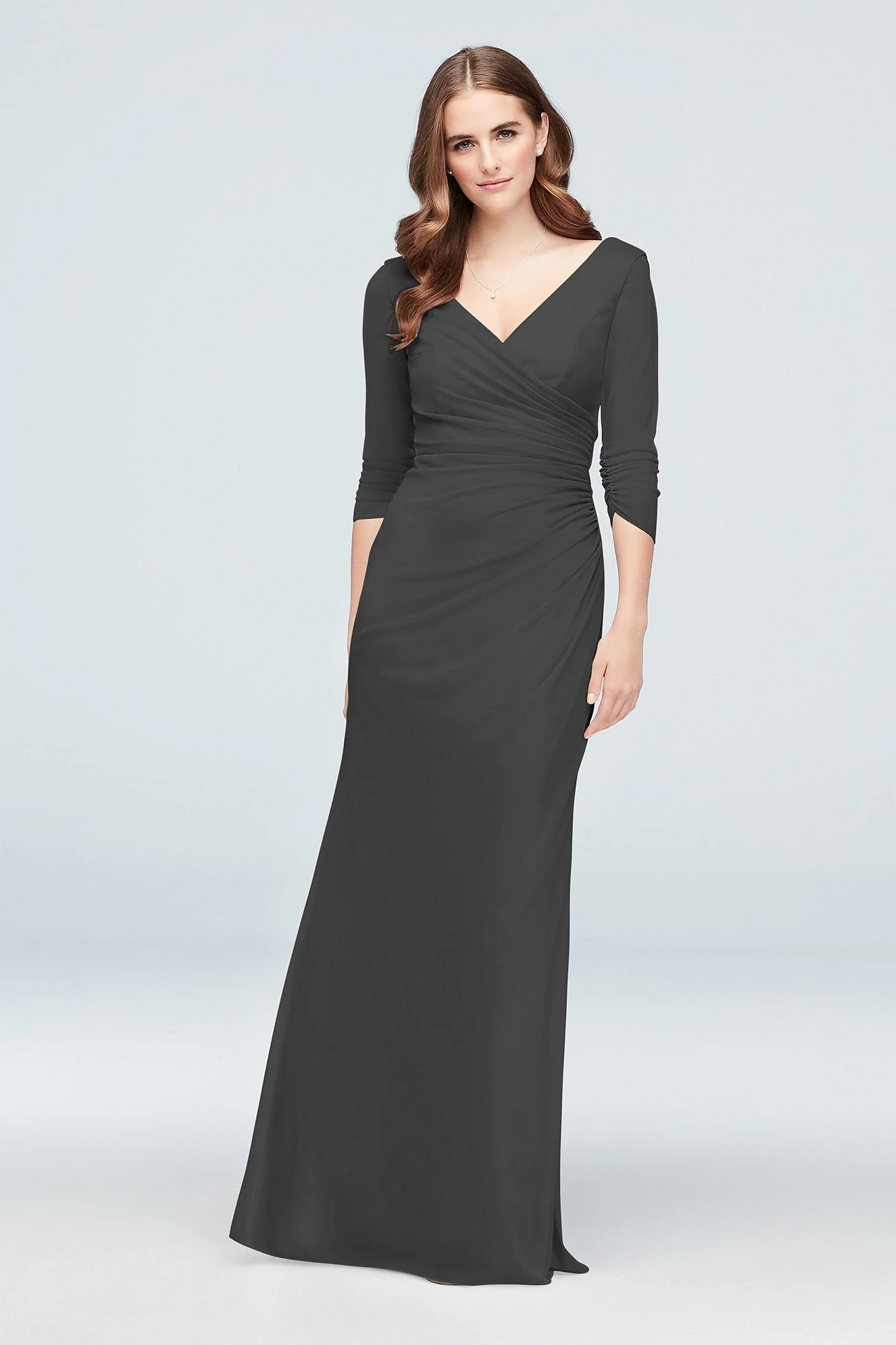 Ruched Mesh 3/4-Sleeve Bridesmaid Dress - Image 54