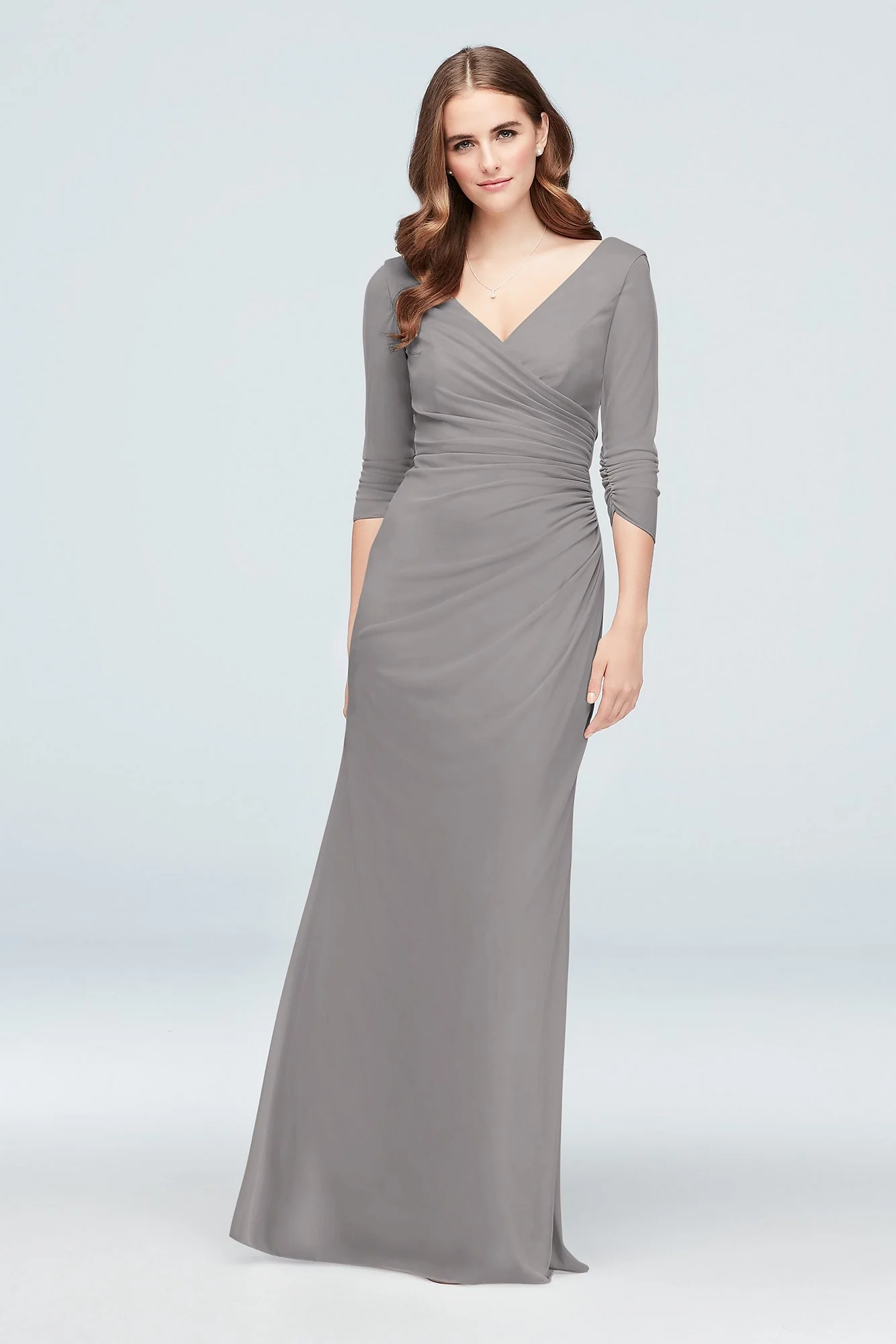 Ruched Mesh 3/4-Sleeve Bridesmaid Dress - Image 66