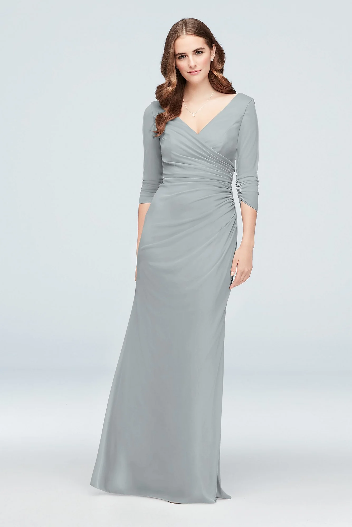 Ruched Mesh 3/4-Sleeve Bridesmaid Dress - Image 69