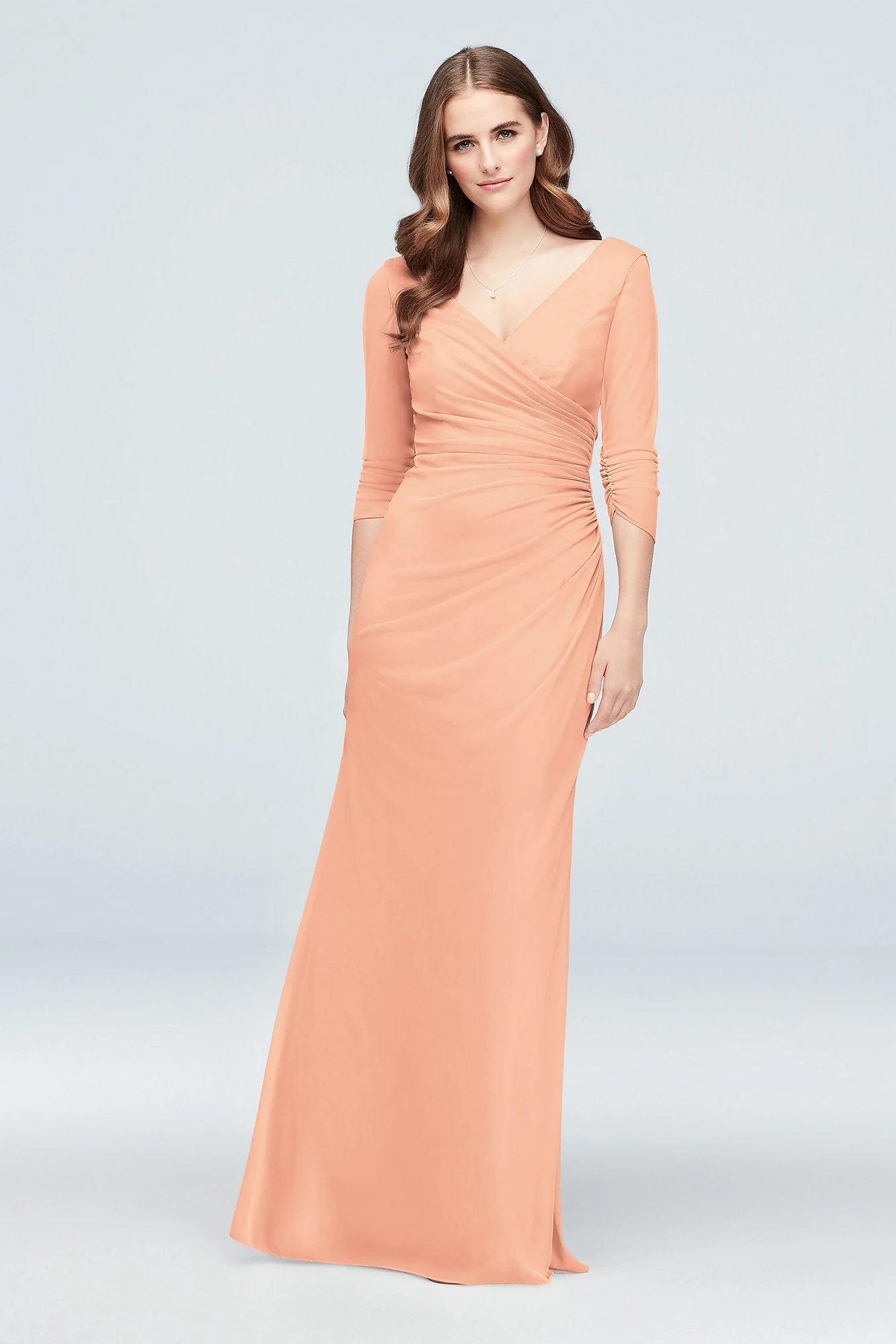Ruched Mesh 3/4-Sleeve Bridesmaid Dress - Image 70