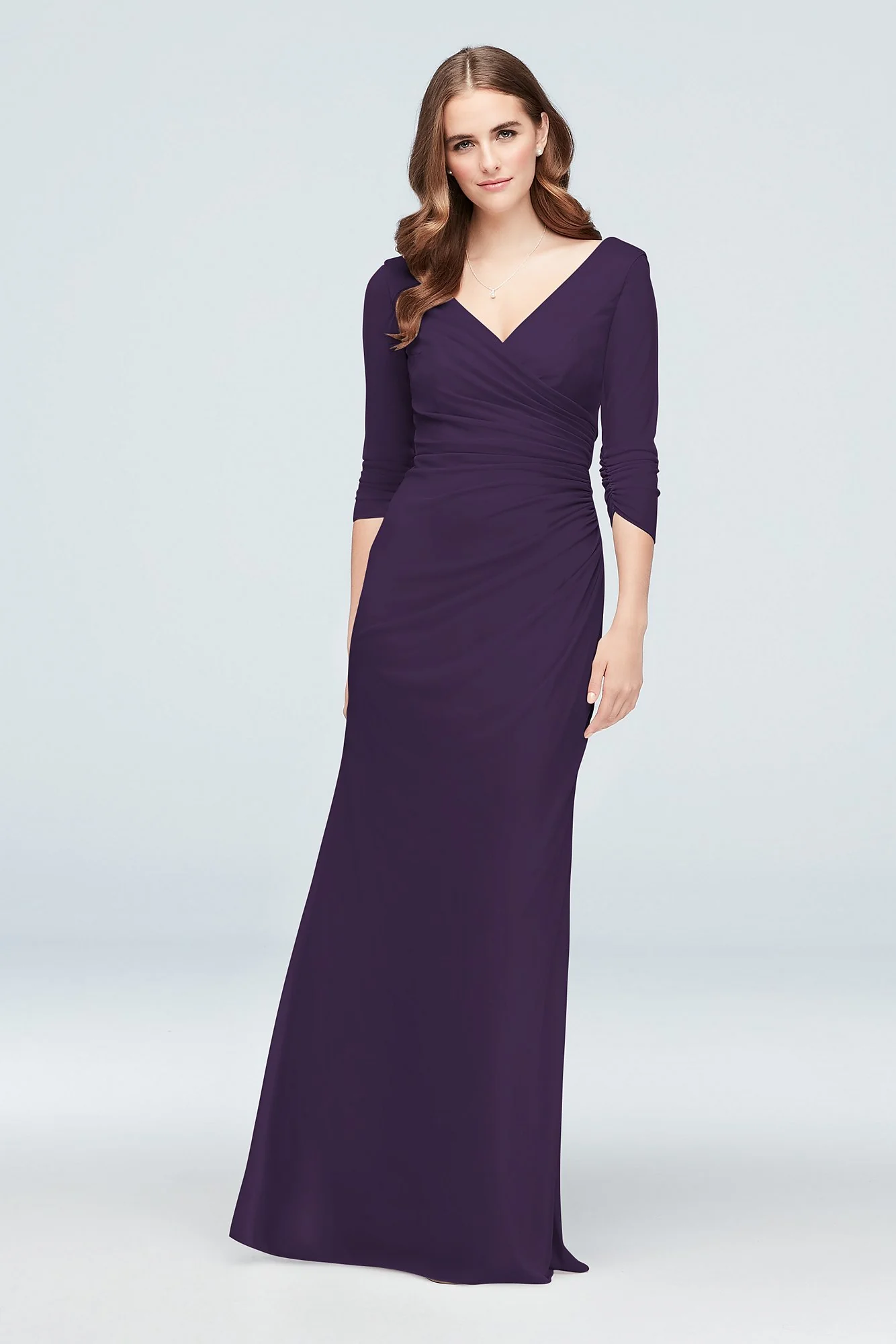 Ruched Mesh 3/4-Sleeve Bridesmaid Dress - Image 71