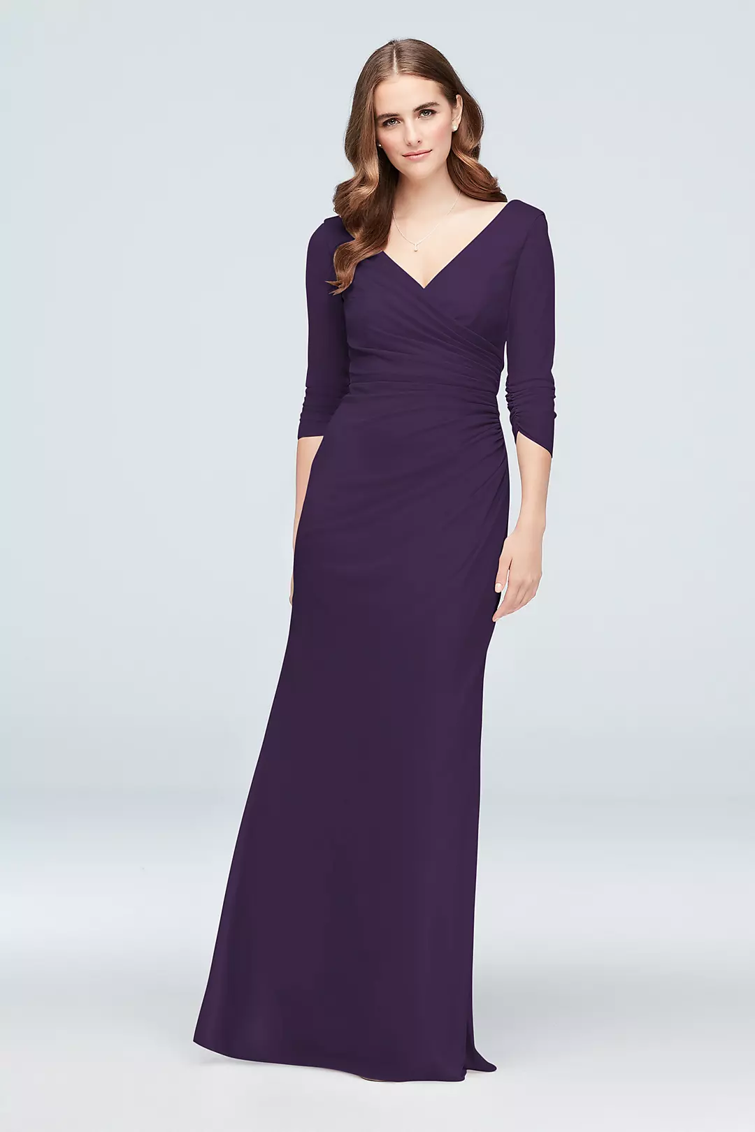 Ruched Mesh 3/4-Sleeve Bridesmaid Dress - Image 77