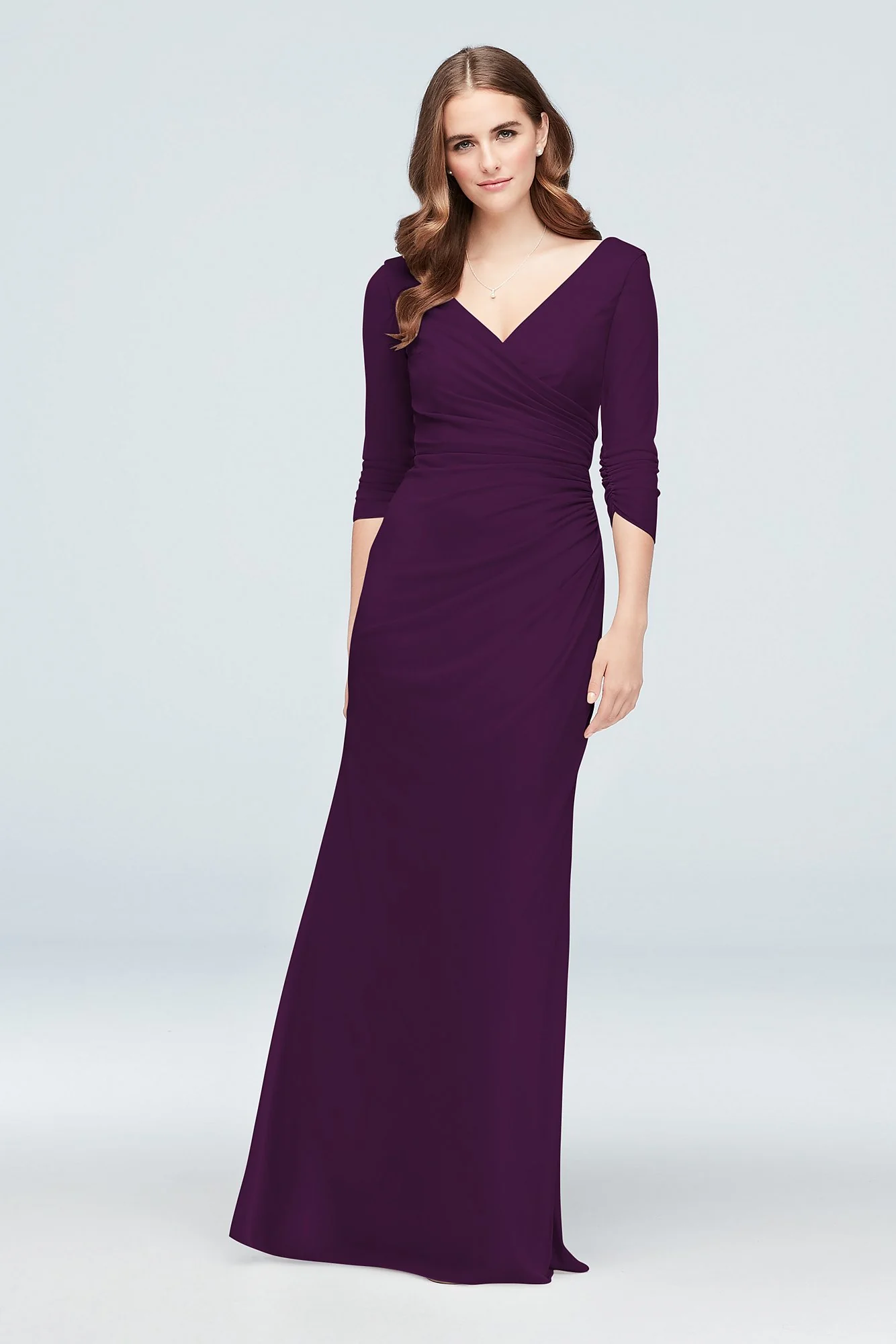 Ruched Mesh 3/4-Sleeve Bridesmaid Dress - Image 78