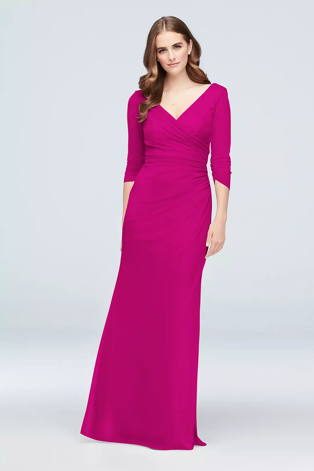Ruched Mesh 3/4-Sleeve Bridesmaid Dress - Image 80