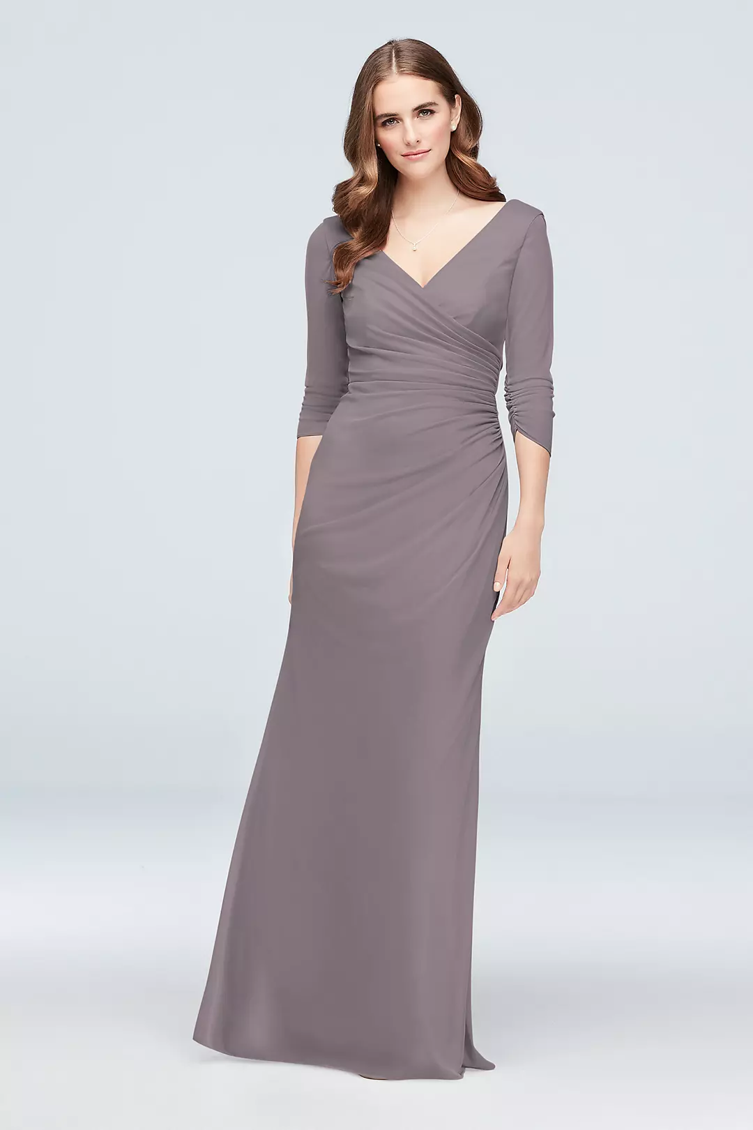Ruched Mesh 3/4-Sleeve Bridesmaid Dress - Image 85
