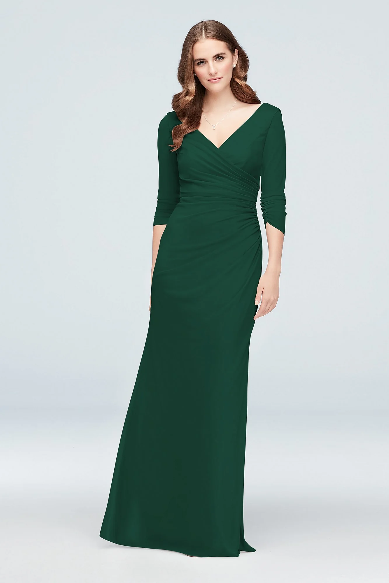 Ruched Mesh 3/4-Sleeve Bridesmaid Dress - Image 88