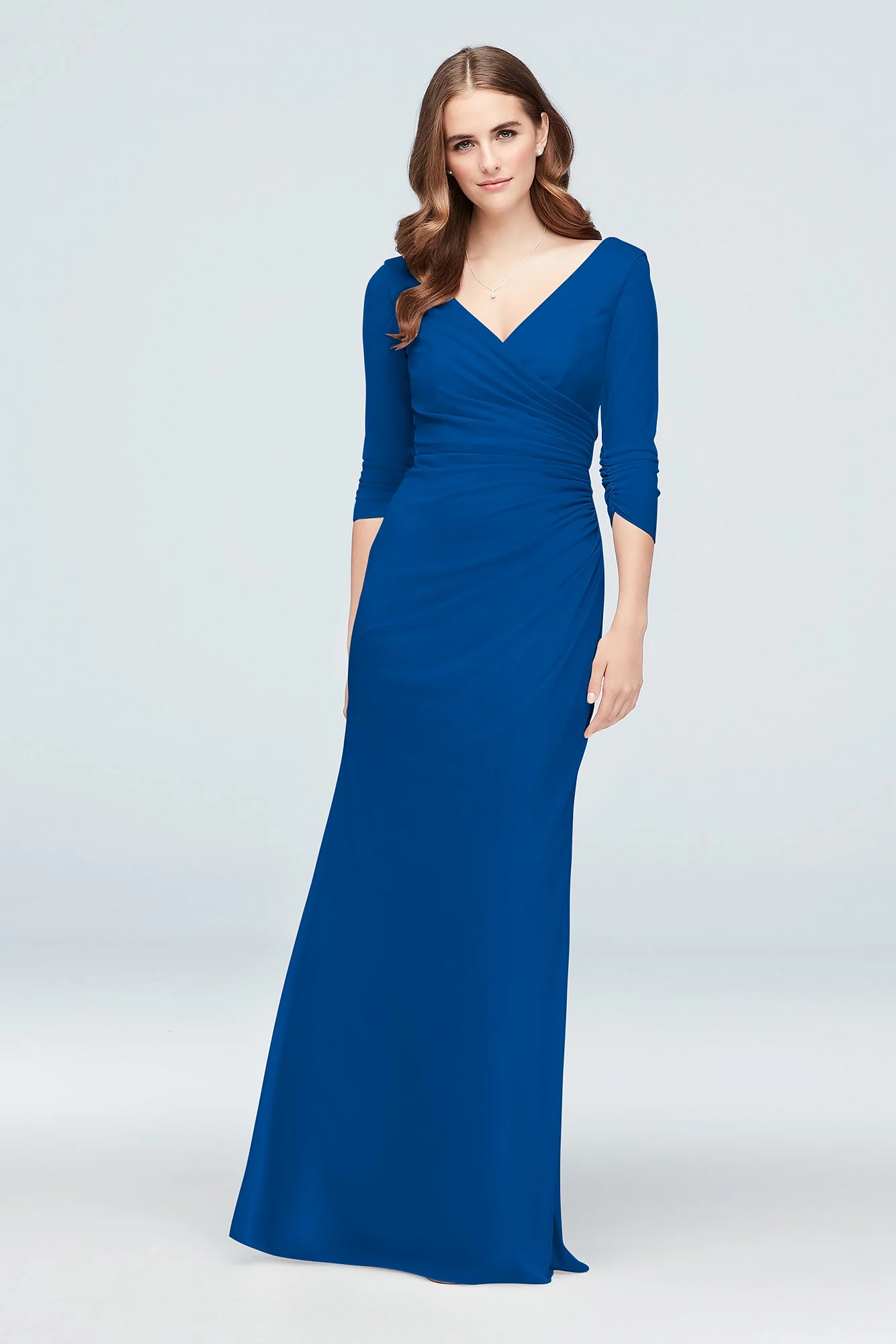 Ruched Mesh 3/4-Sleeve Bridesmaid Dress - Image 90