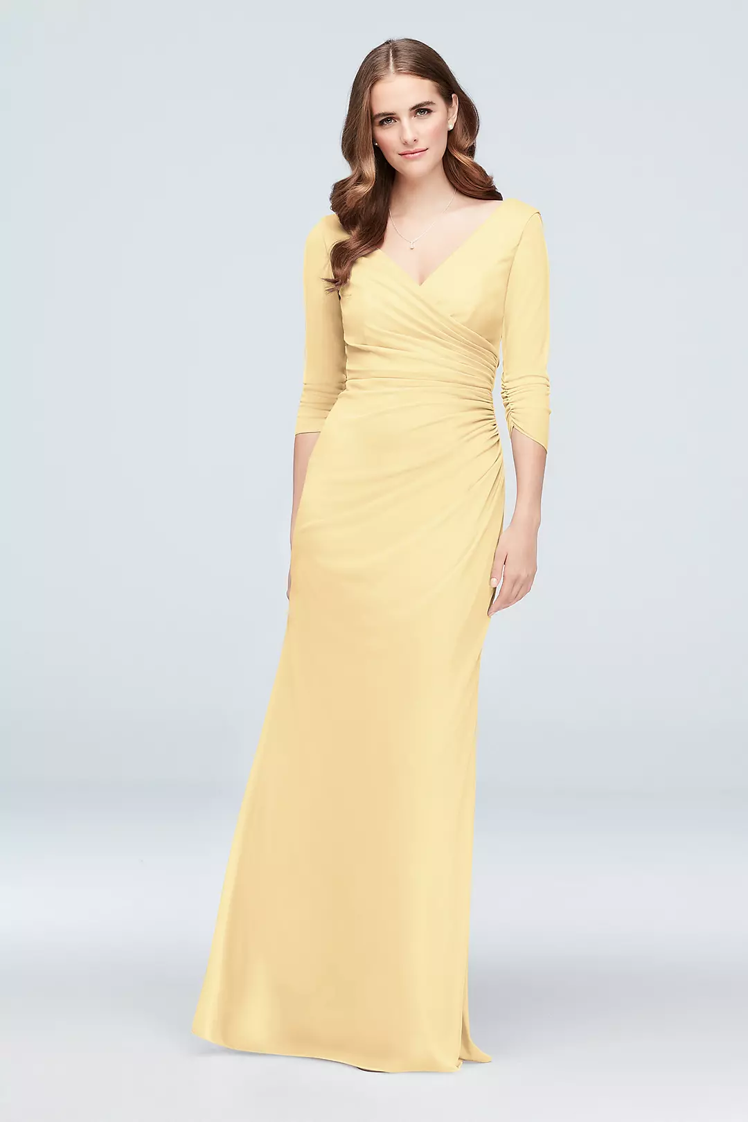 Ruched Mesh 3/4-Sleeve Bridesmaid Dress - Image 91