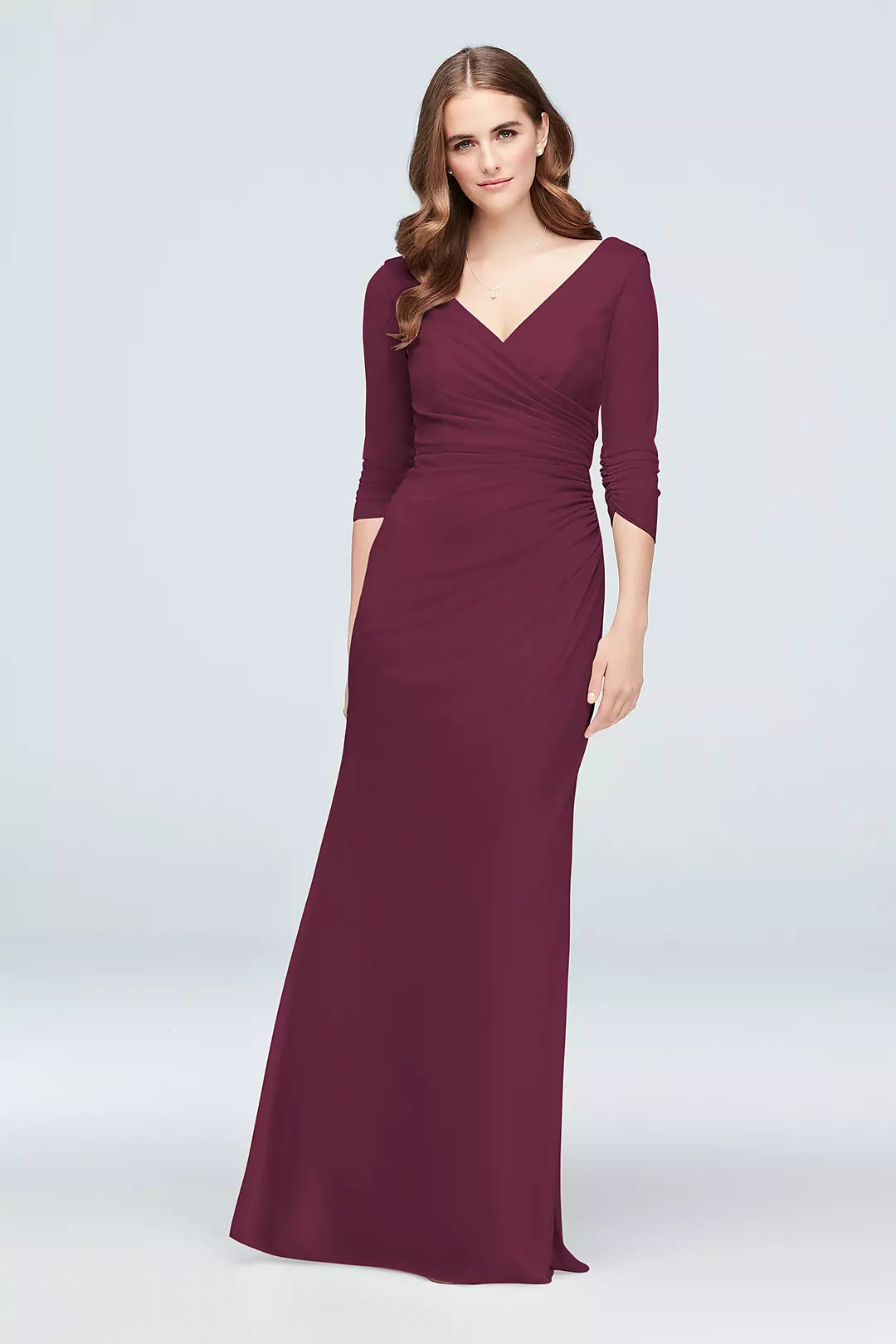 Ruched Mesh 3/4-Sleeve Bridesmaid Dress - Image 93