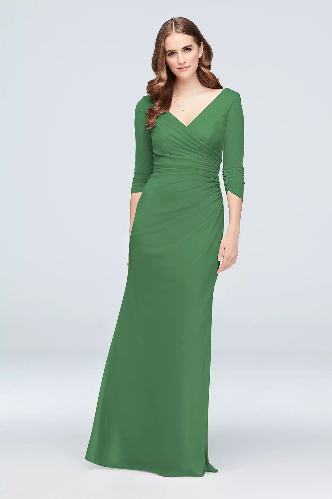 Ruched Mesh 3/4-Sleeve Bridesmaid Dress - Image 95