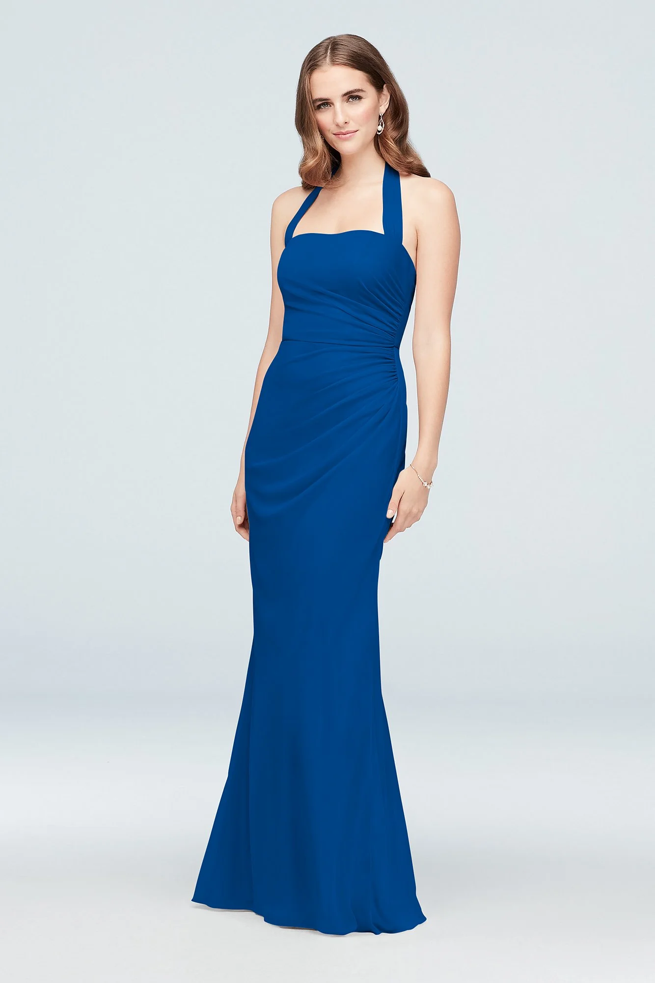 Ruched Mesh Halter Bridesmaid Dress - Image 21