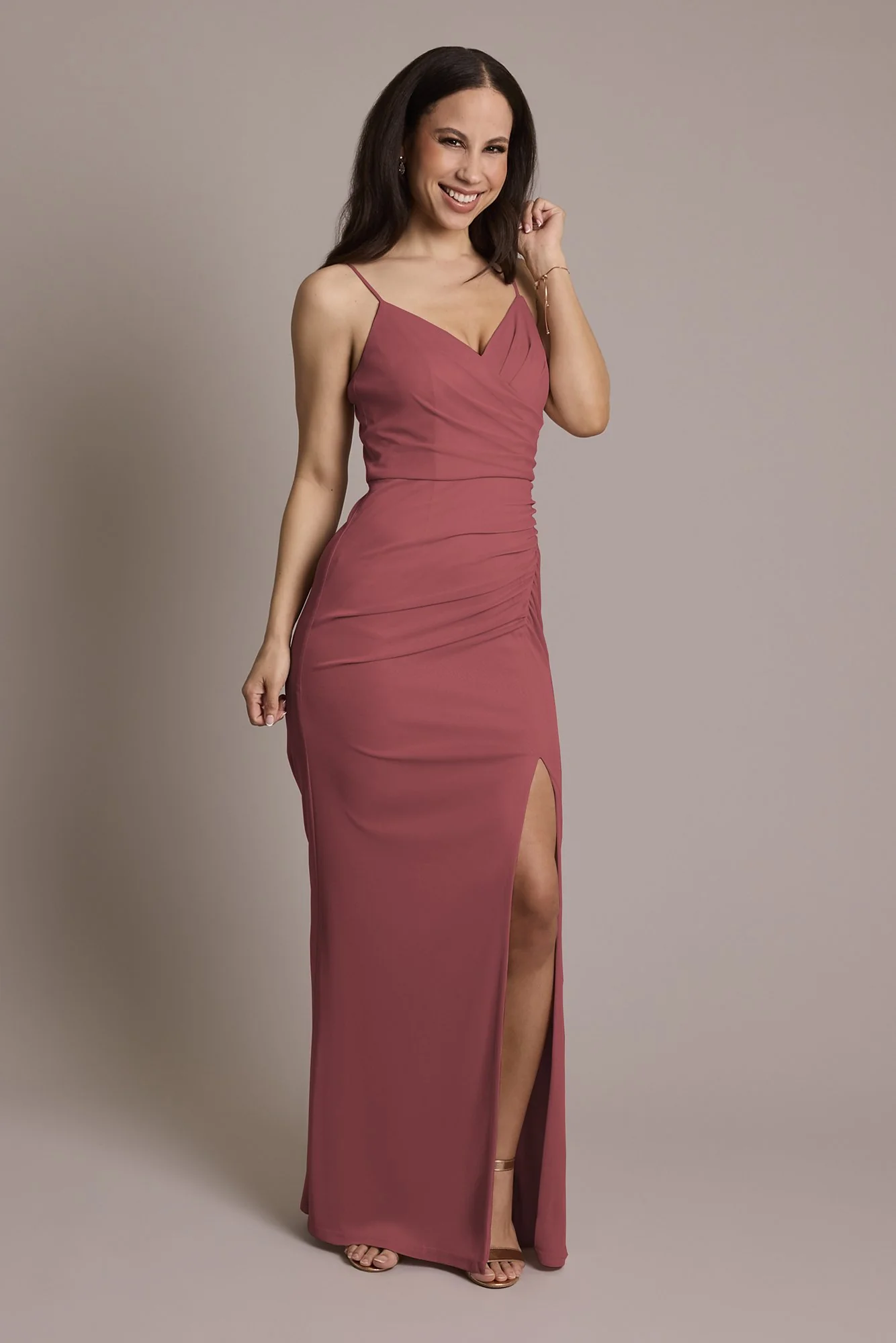 Ruched Mesh Spaghetti Strap Dress - Image 29