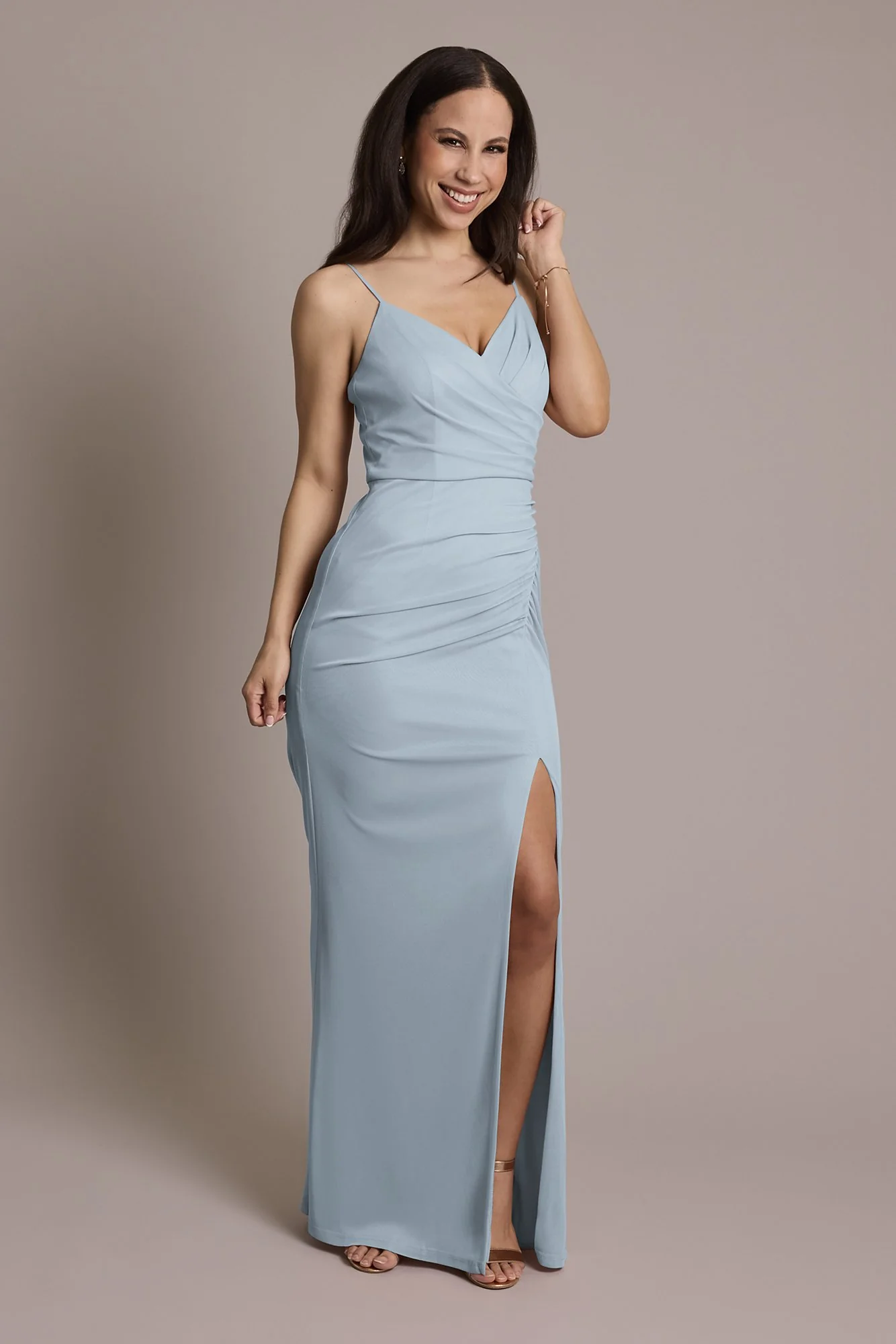 Ruched Mesh Spaghetti Strap Dress - Image 9