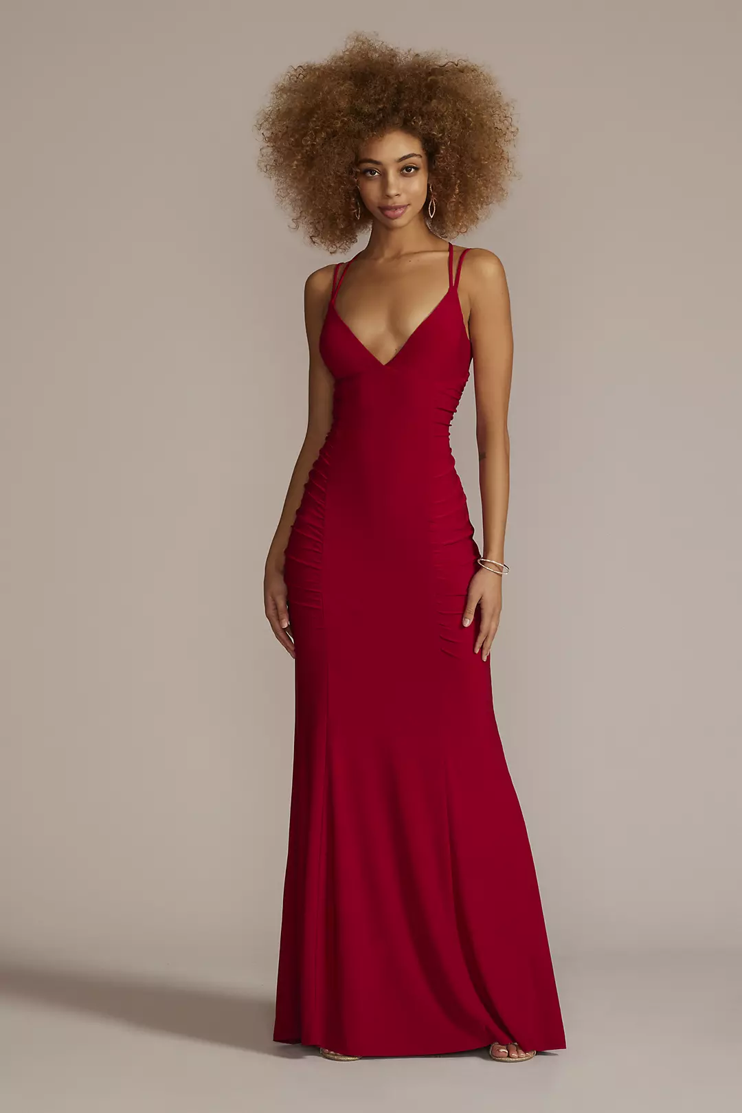 Ruched Panel Plunging Sheath Gown - Image 10