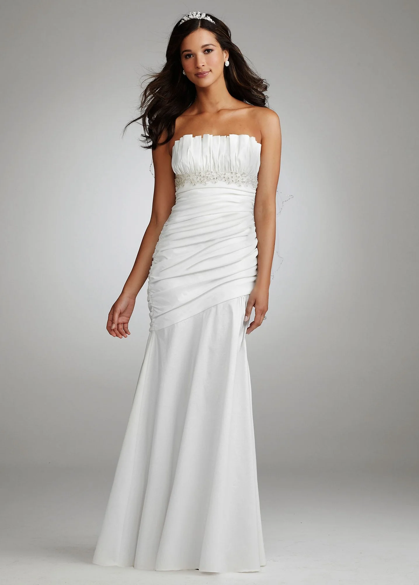 Ruched Strapless Gown with Draped Bodice and Skirt