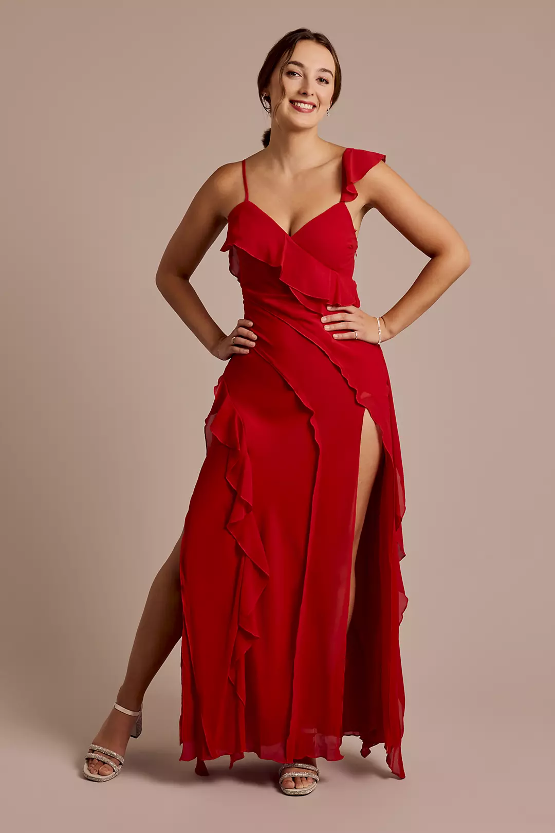 Ruffle Chiffon Sheath Dress - Image 4