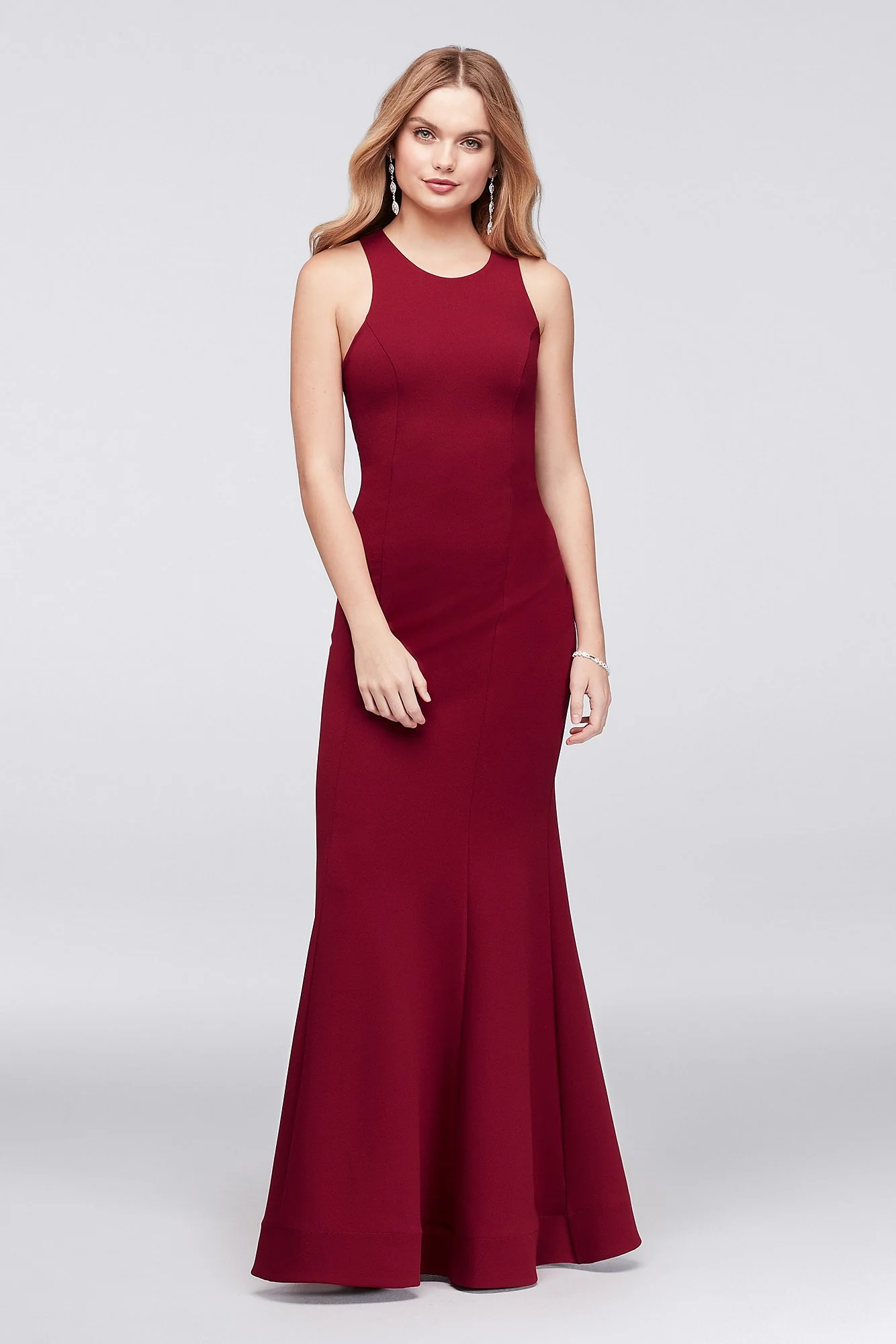 Ruffle-Detail Stretch Crepe Mermaid Gown