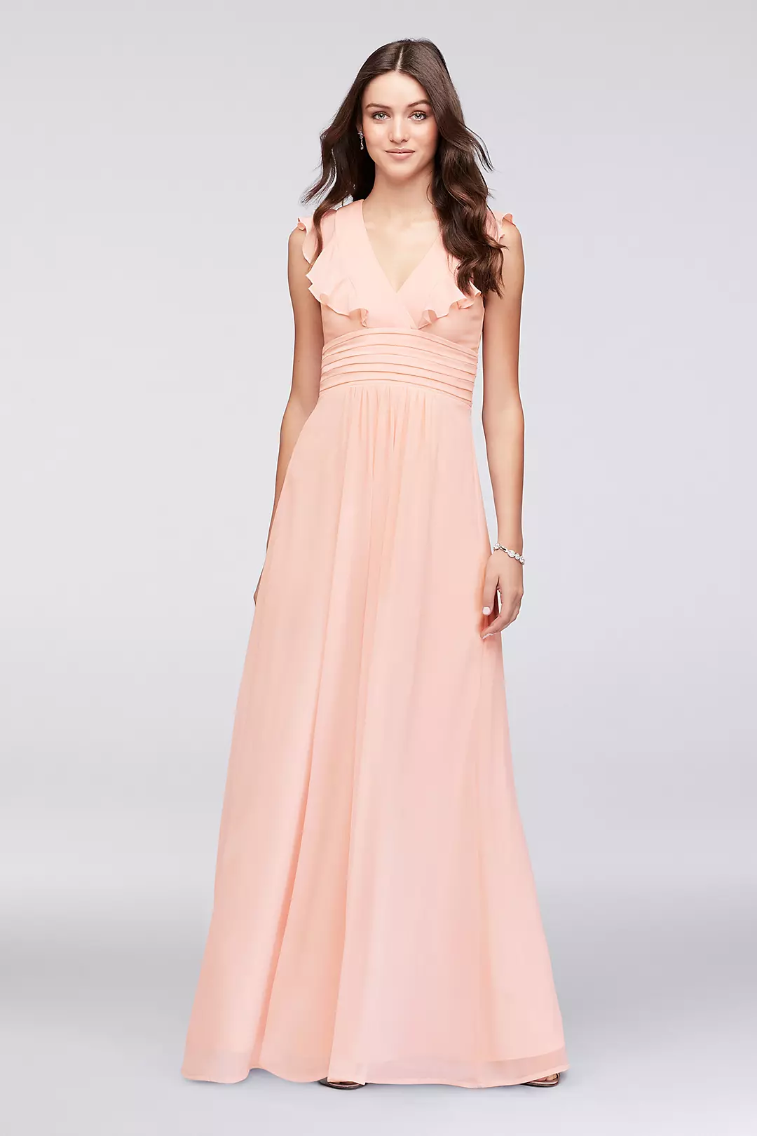 Ruffle Sleeve Open Back Chiffon Bridesmaid Dress - Image 2