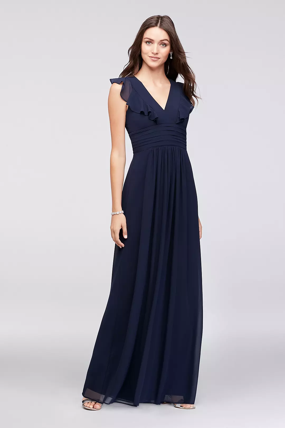 Ruffle Sleeve Open Back Chiffon Bridesmaid Dress - Image 5