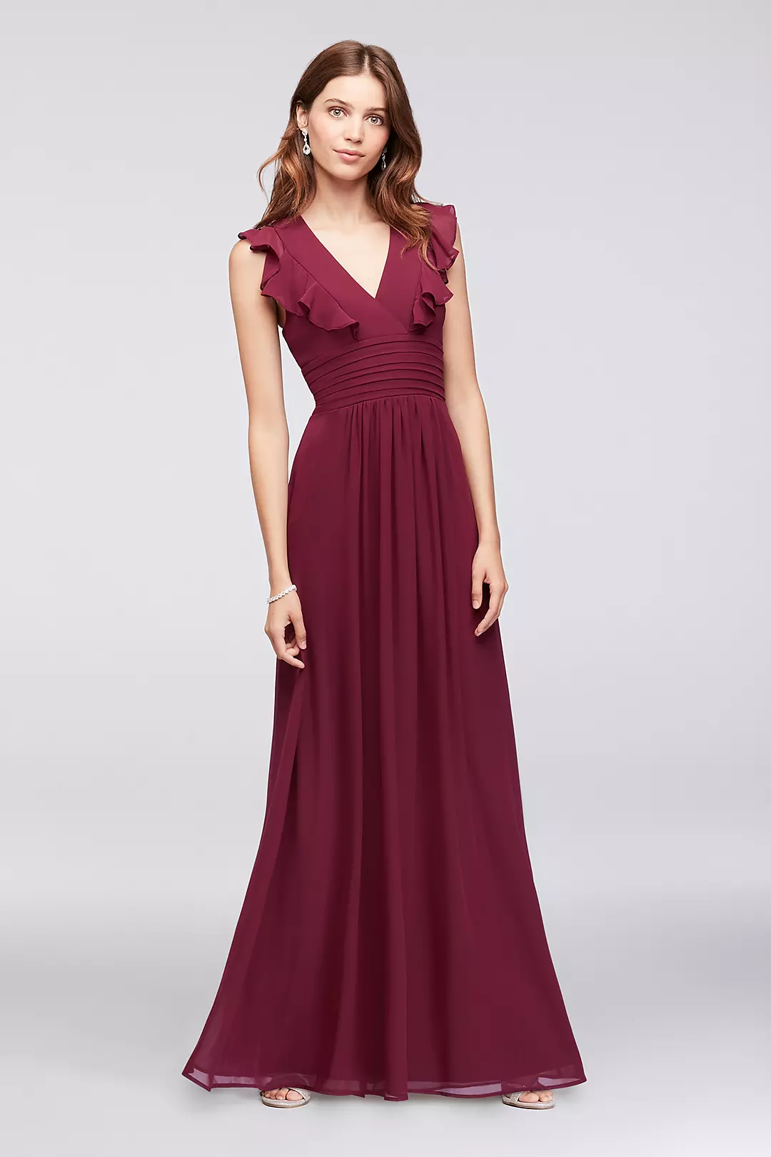 Ruffle Sleeve Open Back Chiffon Bridesmaid Dress - Image 6