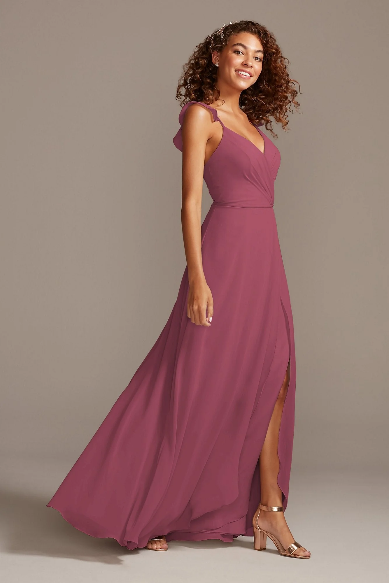 Ruffle Spaghetti Strap Chiffon Dress - Image 102