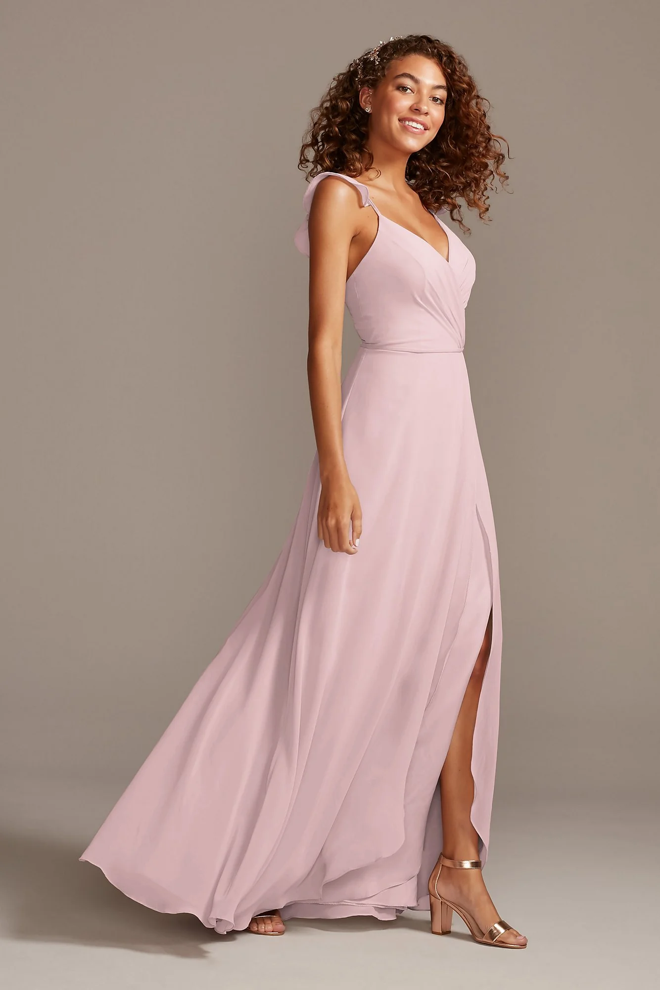 Ruffle Spaghetti Strap Chiffon Dress - Image 105