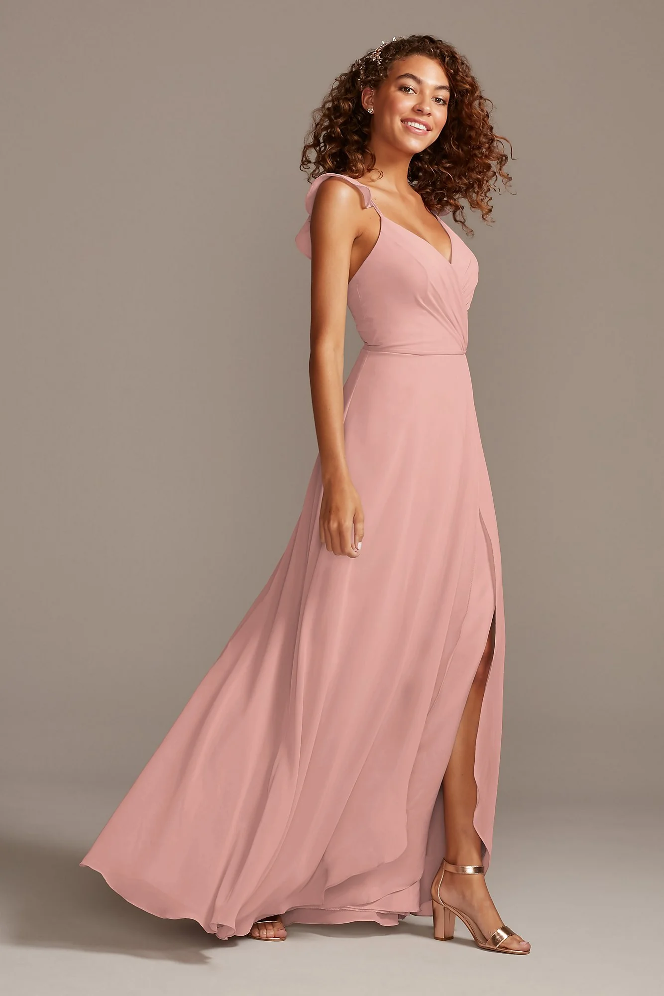 Ruffle Spaghetti Strap Chiffon Dress - Image 117