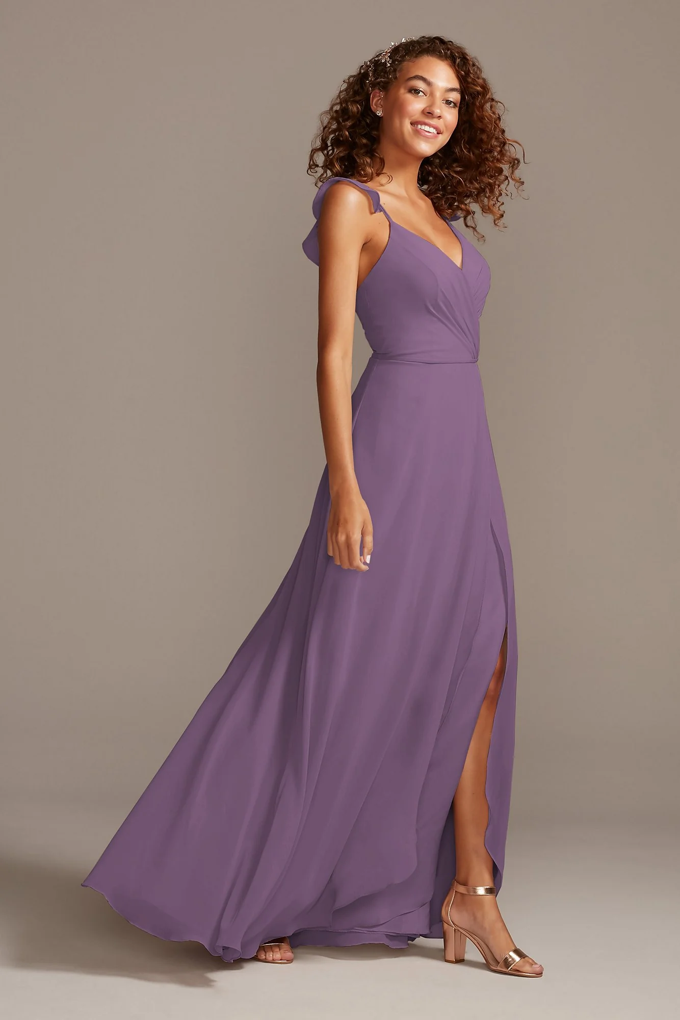 Ruffle Spaghetti Strap Chiffon Dress - Image 44